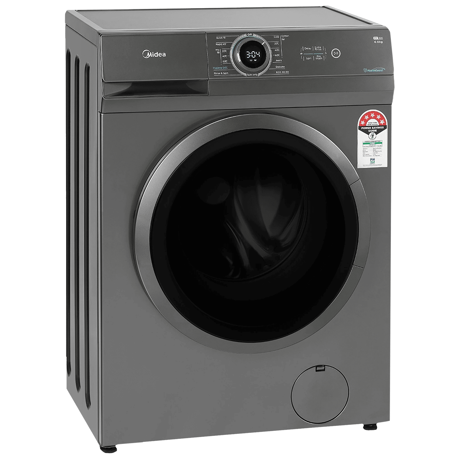 Midea 6 kg 5 Star Fully Automatic Front Load Washing Machine (MF100W60/T-IN, In-Built Heater, Dark Grey)_5