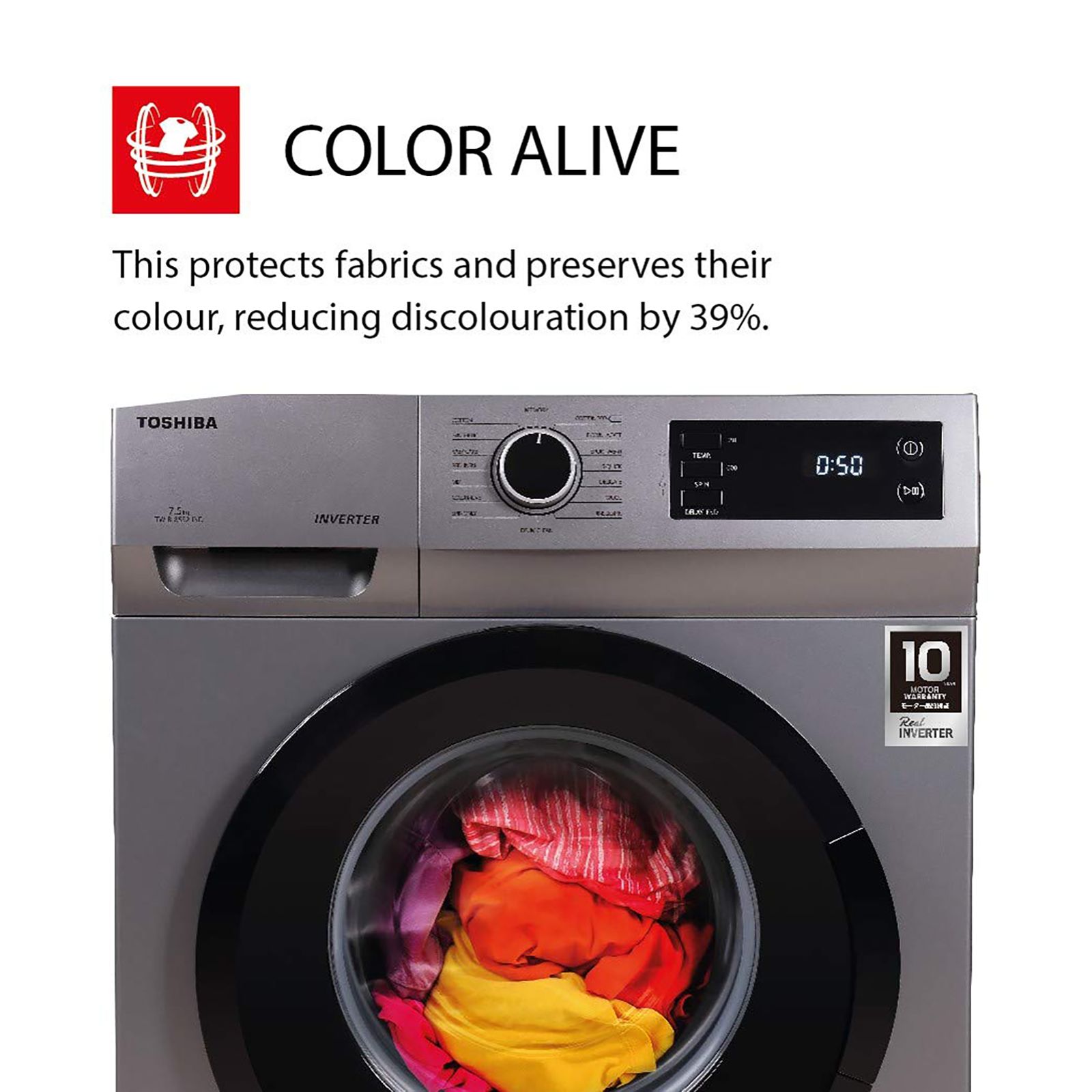 TOSHIBA 7.5 kg 5 Star Inverter Fully Automatic Front Load Washing Machine (TW-BJ85S2-IND(SK), In-Built Heater, Silver) TOSHIBA 7.5 kg 5 Star Inverter Fully Automatic Front Load Washing Machine (TW-BJ85S2-IND(SK), In-Built Heater, Silver)_11