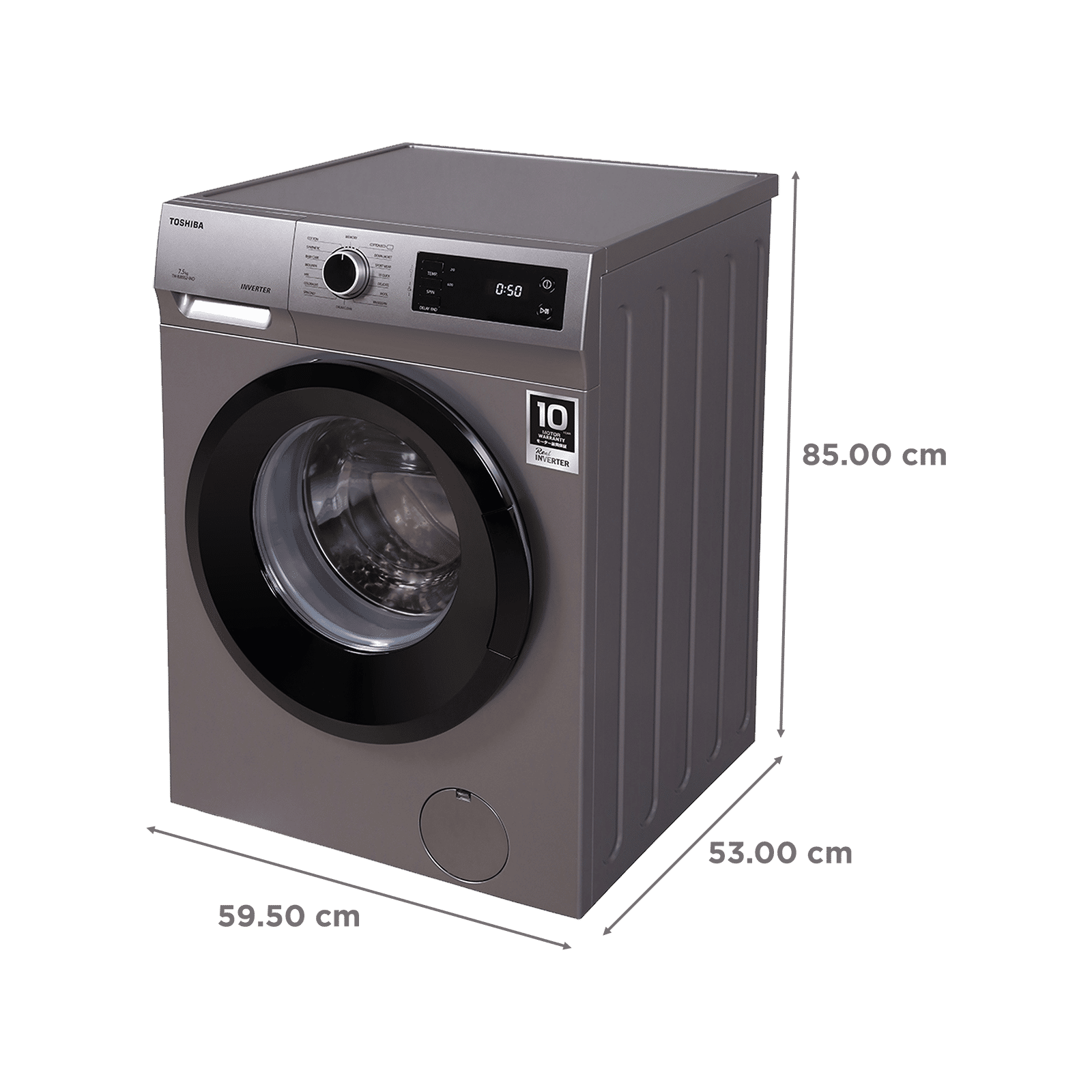 TOSHIBA 7.5 kg 5 Star Inverter Fully Automatic Front Load Washing Machine (TW-BJ85S2-IND(SK), In-Built Heater, Silver) TOSHIBA 7.5 kg 5 Star Inverter Fully Automatic Front Load Washing Machine (TW-BJ85S2-IND(SK), In-Built Heater, Silver)_3