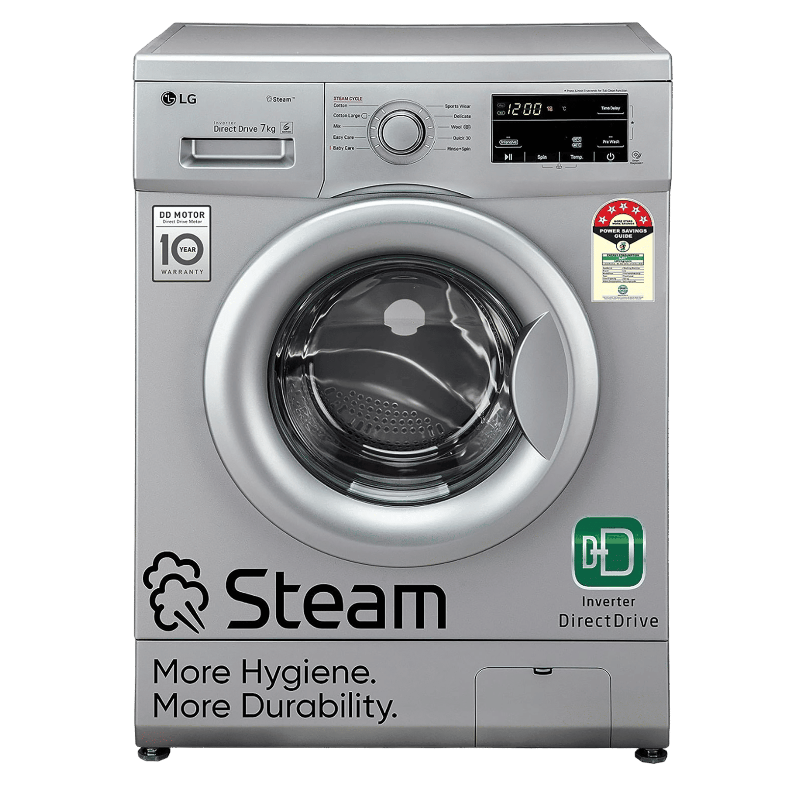 LG 7 kg 5 Star Inverter Fully Automatic Front Load Washing Machine (FHM1207SDL, In-built Heater, Luxury Silver) LG 7 kg 5 Star Inverter Fully Automatic Front Load Washing Machine (FHM1207SDL, In-built Heater, Luxury Silver)_1