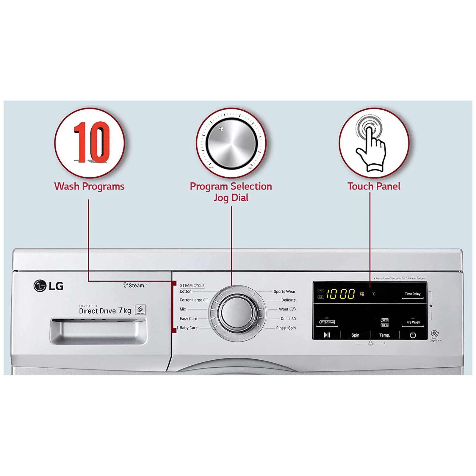 LG 7 kg 5 Star Inverter Fully Automatic Front Load Washing Machine (FHM1207SDL, In-built Heater, Luxury Silver) LG 7 kg 5 Star Inverter Fully Automatic Front Load Washing Machine (FHM1207SDL, In-built Heater, Luxury Silver)_13