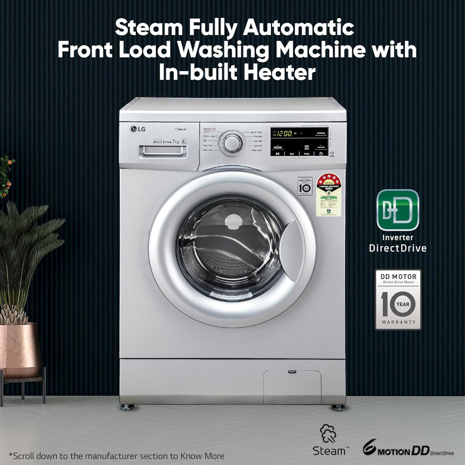 LG 7 kg 5 Star Inverter Fully Automatic Front Load Washing Machine (FHM1207SDL, In-built Heater, Luxury Silver) LG 7 kg 5 Star Inverter Fully Automatic Front Load Washing Machine (FHM1207SDL, In-built Heater, Luxury Silver)_19