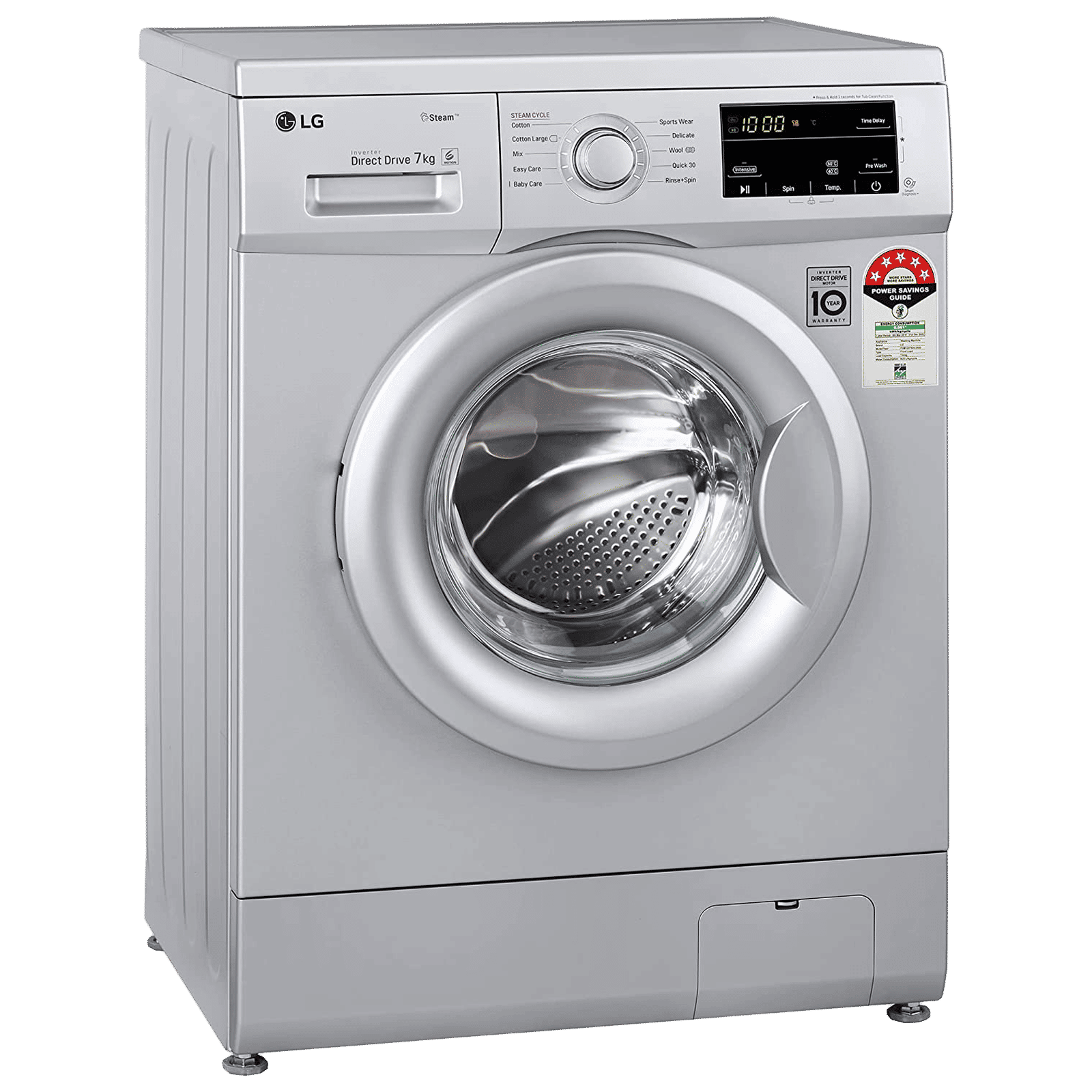 LG 7 kg 5 Star Inverter Fully Automatic Front Load Washing Machine (FHM1207SDL, In-built Heater, Luxury Silver) LG 7 kg 5 Star Inverter Fully Automatic Front Load Washing Machine (FHM1207SDL, In-built Heater, Luxury Silver)_4
