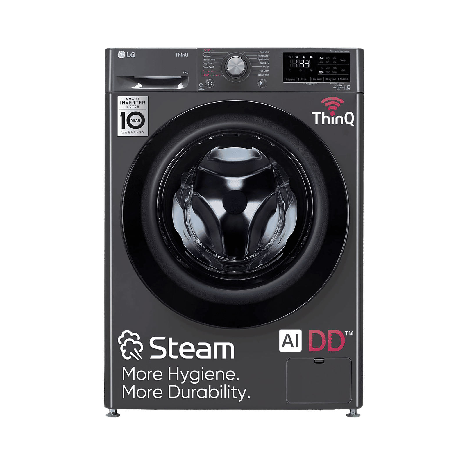 LG 7 Kg 5 Star Inverter Fully Automatic Front Load Washing Machine (FHV1207Z4M, Built-In Heater, Middle Black)_1