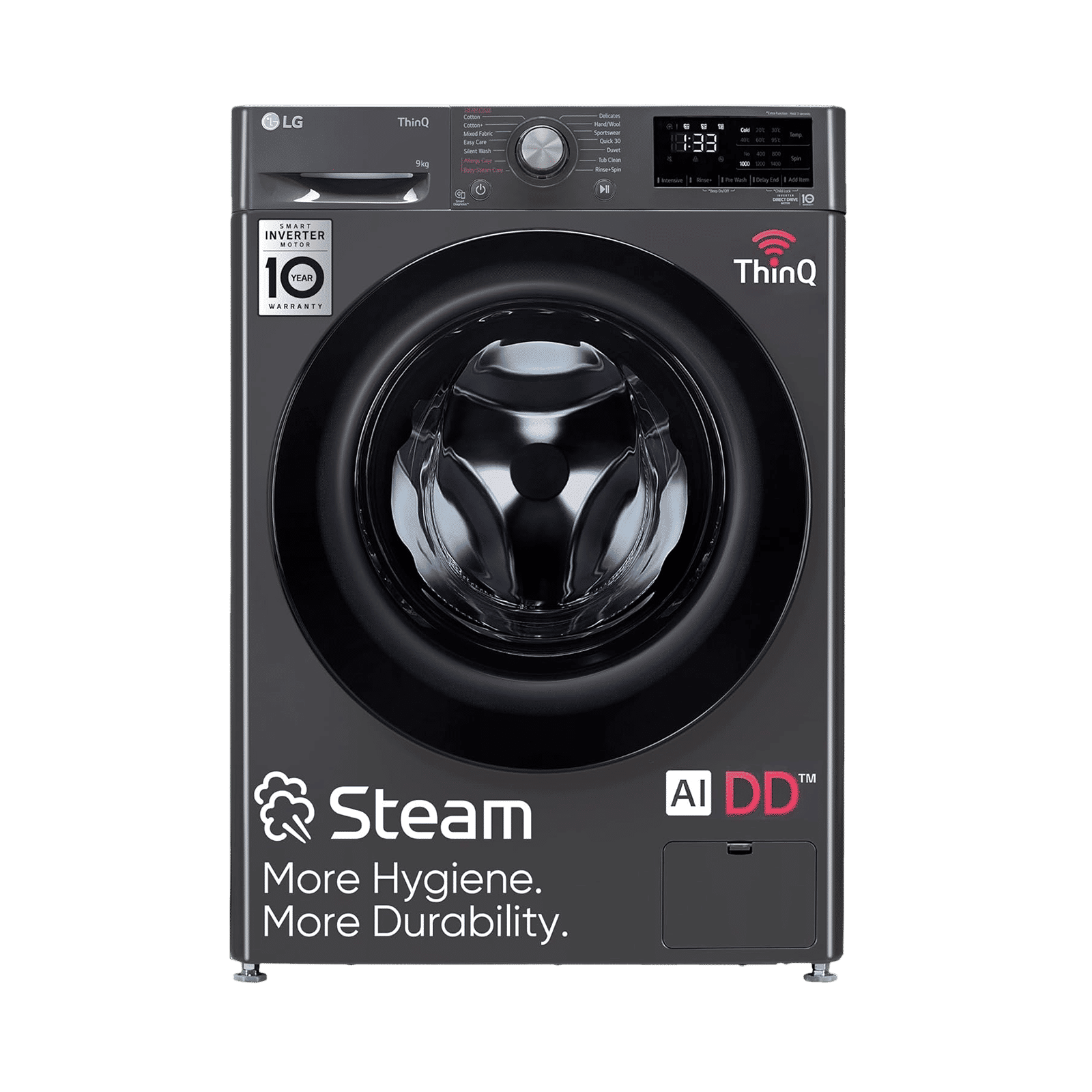 LG 9kg 5 Star Fully Automatic Front Load Washing Machine (FHV1409Z4M.ABMQEIL, LG ThinQ with Wi-Fi, Middle Black)_1
