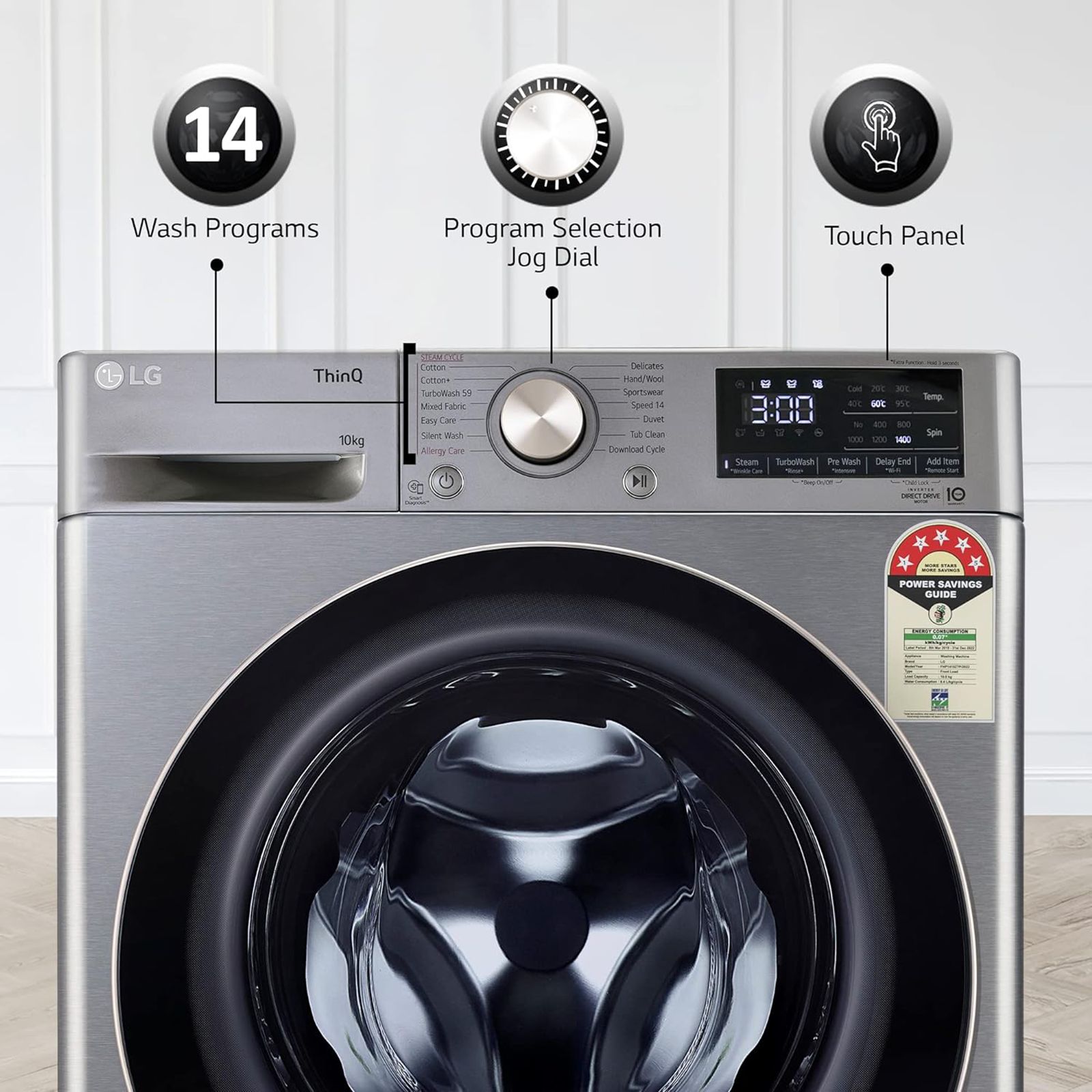 LG 10 kg 5 Star Fully Automatic Front Load Washing Machine (FHP1410Z7P.APSQEIL, Smart Diagnosis, Platinum Silver) LG 10 kg 5 Star Fully Automatic Front Load Washing Machine (FHP1410Z7P.APSQEIL, Smart Diagnosis, Platinum Silver)_16