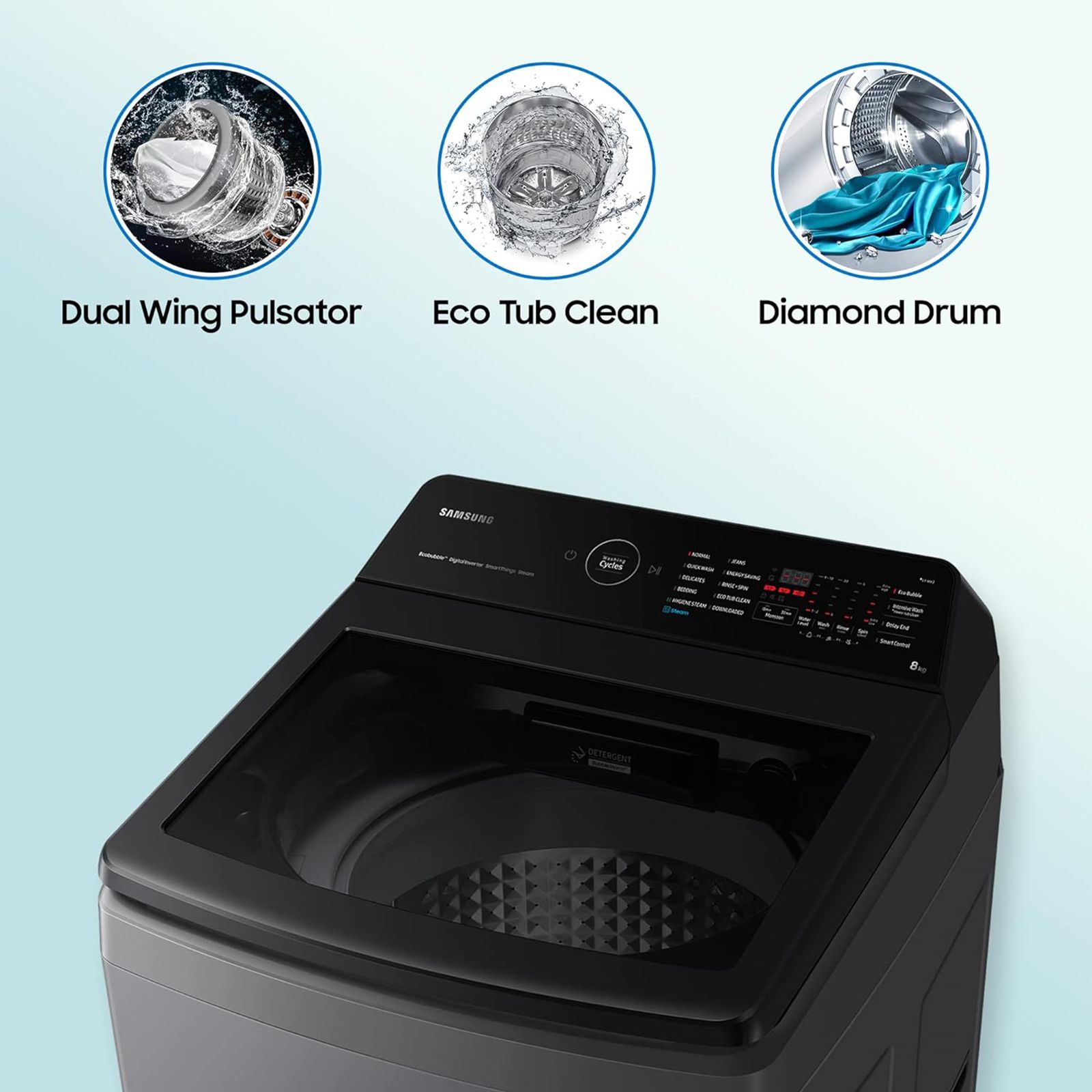 SAMSUNG 8 kg 5 Star Fully Automatic Top Load Washing Machine (WA80BG4582BDTL, In-built Heater, Dark Gray) SAMSUNG 8 kg 5 Star Fully Automatic Top Load Washing Machine (WA80BG4582BDTL, In-built Heater, Dark Gray)_18