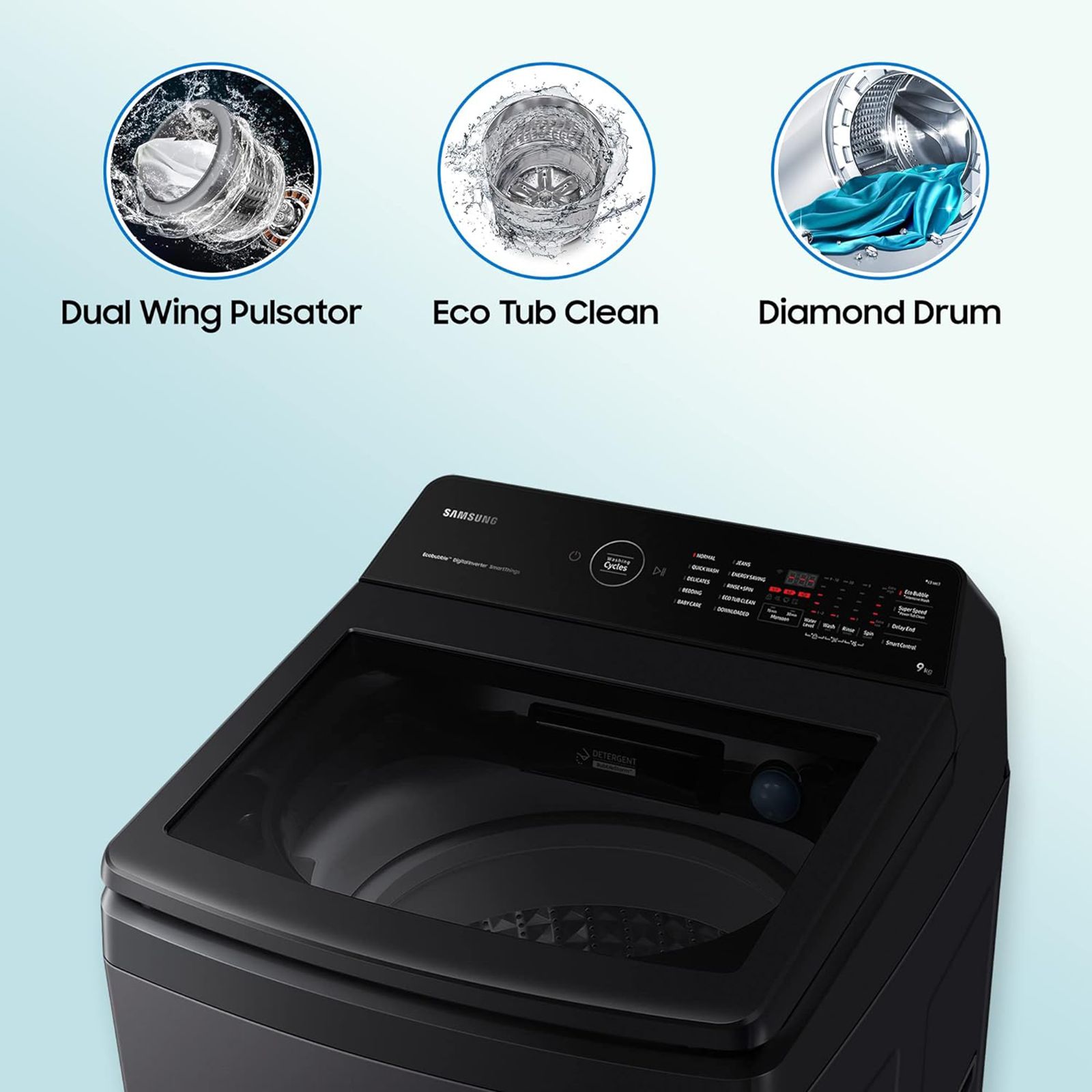 SAMSUNG 9 kg 5 Star Fully Automatic Top Load Washing Machine (WA90BG4546BVTL, Smart Control with Wi-Fi, Black Caviar) SAMSUNG 9 kg 5 Star Fully Automatic Top Load Washing Machine (WA90BG4546BVTL, Smart Control with Wi-Fi, Black Caviar)_16