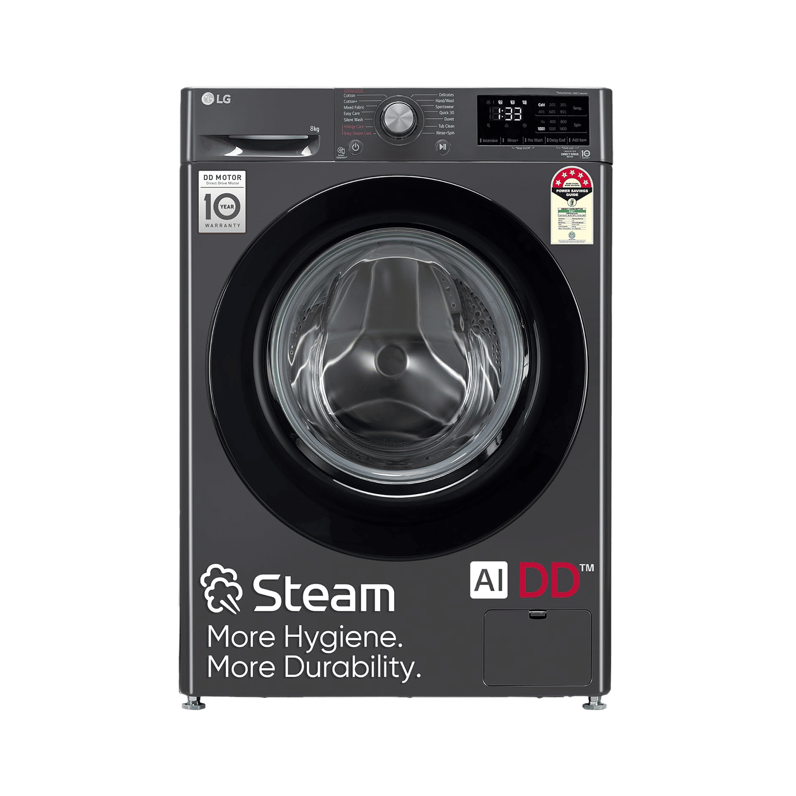 LG 8 kg 5 Star Fully Automatic Front Load Washing Machine (FHV1408Z2M.ABMQEIL, AI Direct Drive Motor, Middle Black)_1