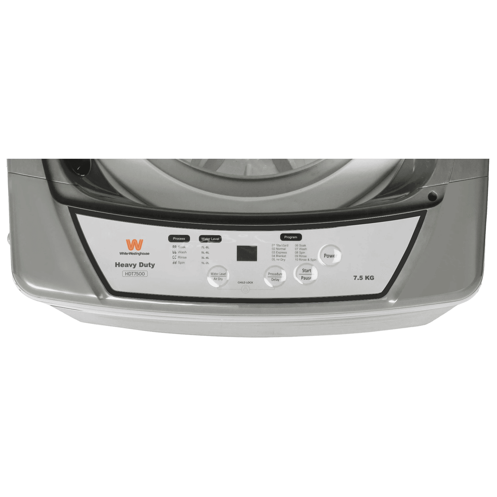 White Westinghouse 7.5 kg Fully Automatic Top Load Washing Machine (HDT7500, Anti Vibration Technology, Grey)_4