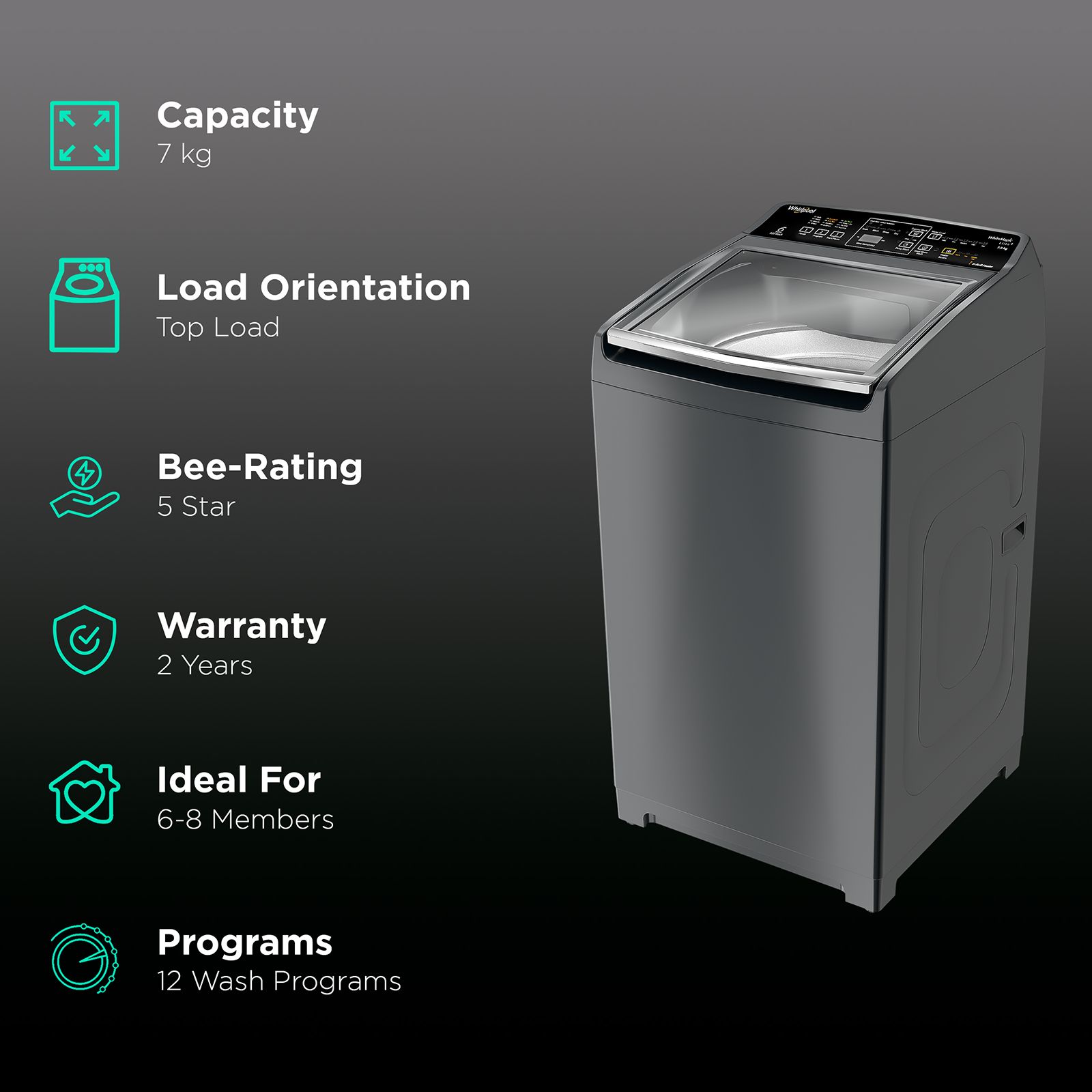 Whirlpool 7 kg 5 Star Fully Automatic Top Load Washing Machine (Whitemagic Elite Plus, 31592, Spiro Wash Action, Grey) Whirlpool 7 kg 5 Star Fully Automatic Top Load Washing Machine (Whitemagic Elite Plus, 31592, Spiro Wash Action, Grey)_2