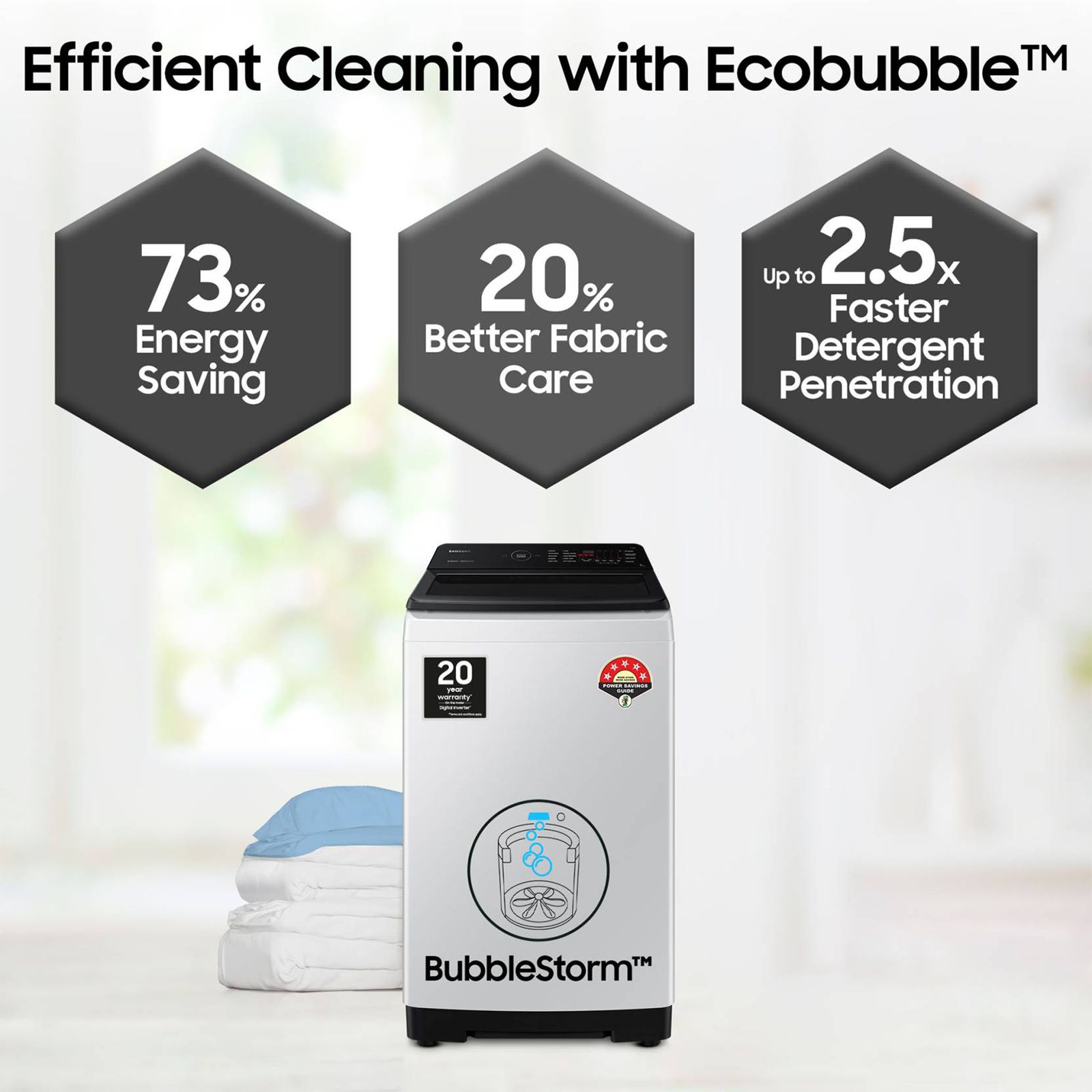 SAMSUNG 7 Kg 5 Star Inverter Fully Automatic Top Load Washing Machine (WA70BG4545BGTL, Ecobubble Technology, Light Grey)_13