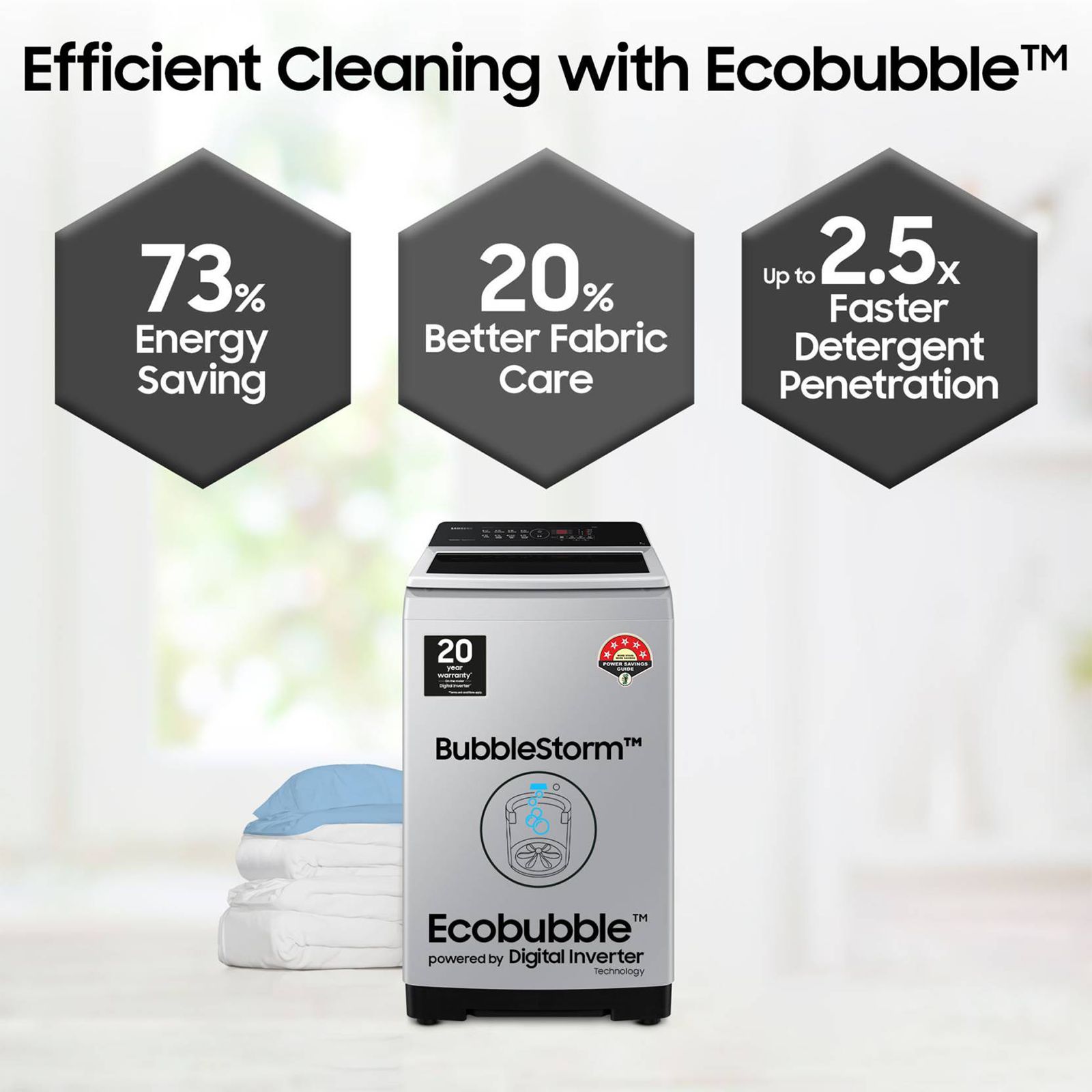 SAMSUNG 7 Kg 5 Star Inverter Fully Automatic Top Load Washing Machine (WA70BG4441YYTL, Ecobubble Technology, Lavender Grey) SAMSUNG 7 Kg 5 Star Inverter Fully Automatic Top Load Washing Machine (WA70BG4441YYTL, Ecobubble Technology, Lavender Grey)_13