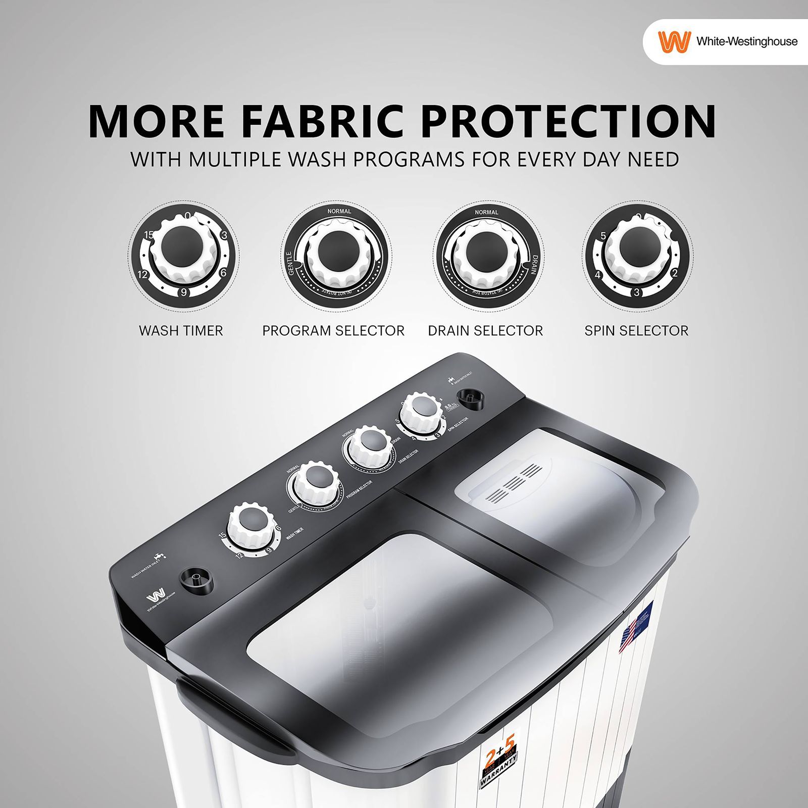 White Westinghouse 8.5 kg Semi Automatic Washing Machine with Six-Fin Jumbo Pulsator (CSW8500, Grey and White) White Westinghouse 8.5 kg Semi Automatic Washing Machine with Six-Fin Jumbo Pulsator (CSW8500, Grey and White)_13