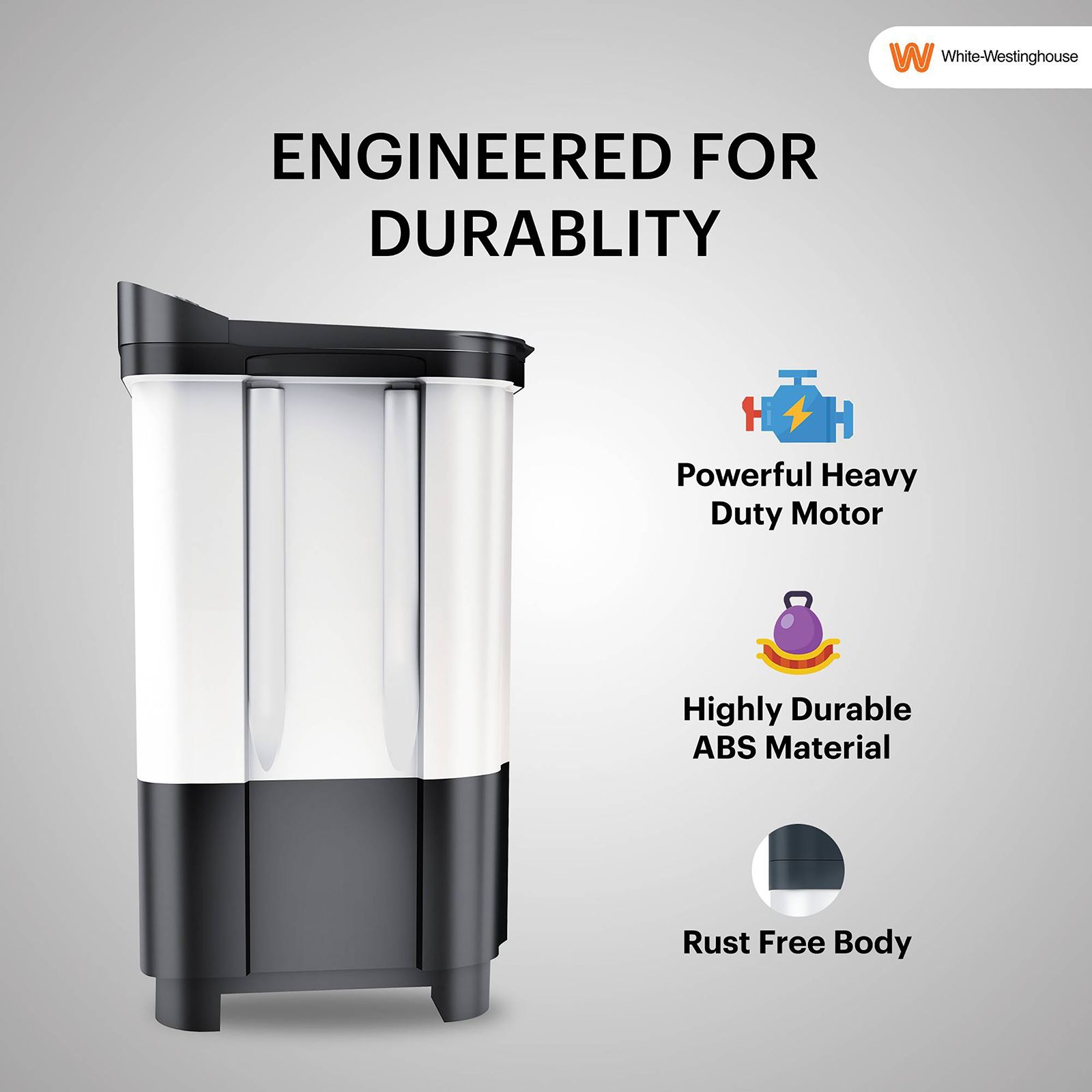 White Westinghouse 8.5 kg Semi Automatic Washing Machine with Six-Fin Jumbo Pulsator (CSW8500, Grey and White) White Westinghouse 8.5 kg Semi Automatic Washing Machine with Six-Fin Jumbo Pulsator (CSW8500, Grey and White)_16