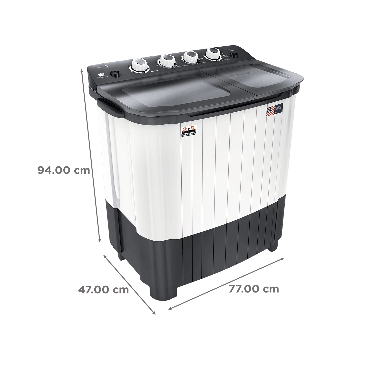 White Westinghouse 8.5 kg Semi Automatic Washing Machine with Six-Fin Jumbo Pulsator (CSW8500, Grey and White) White Westinghouse 8.5 kg Semi Automatic Washing Machine with Six-Fin Jumbo Pulsator (CSW8500, Grey and White)_3