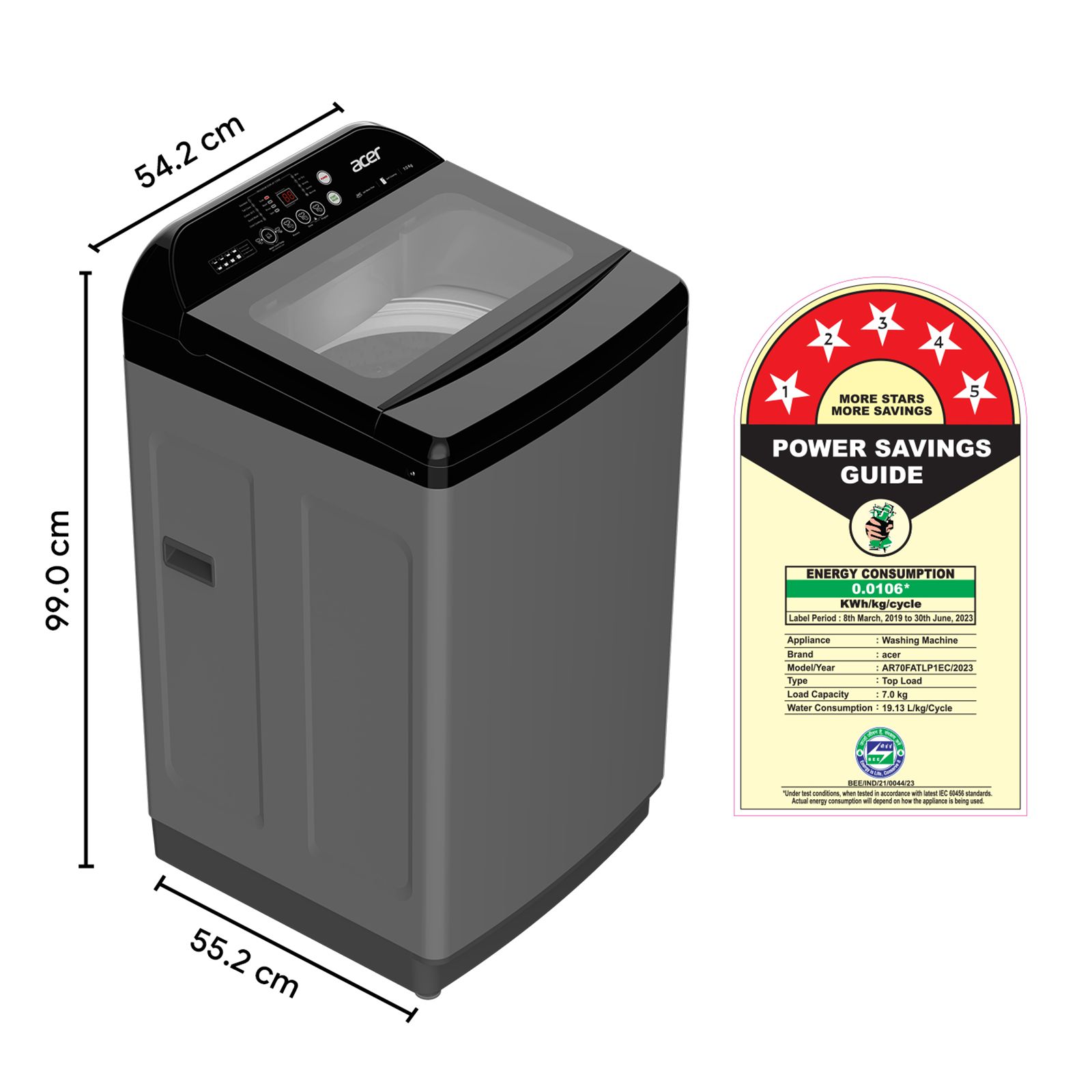 acer 7 kg 5 Star Fully Automatic Top Load Washing Machine (Quad Wash, AR70FATLP1EC, AiSense, Grey) acer 7 kg 5 Star Fully Automatic Top Load Washing Machine (Quad Wash, AR70FATLP1EC, AiSense, Grey)_10