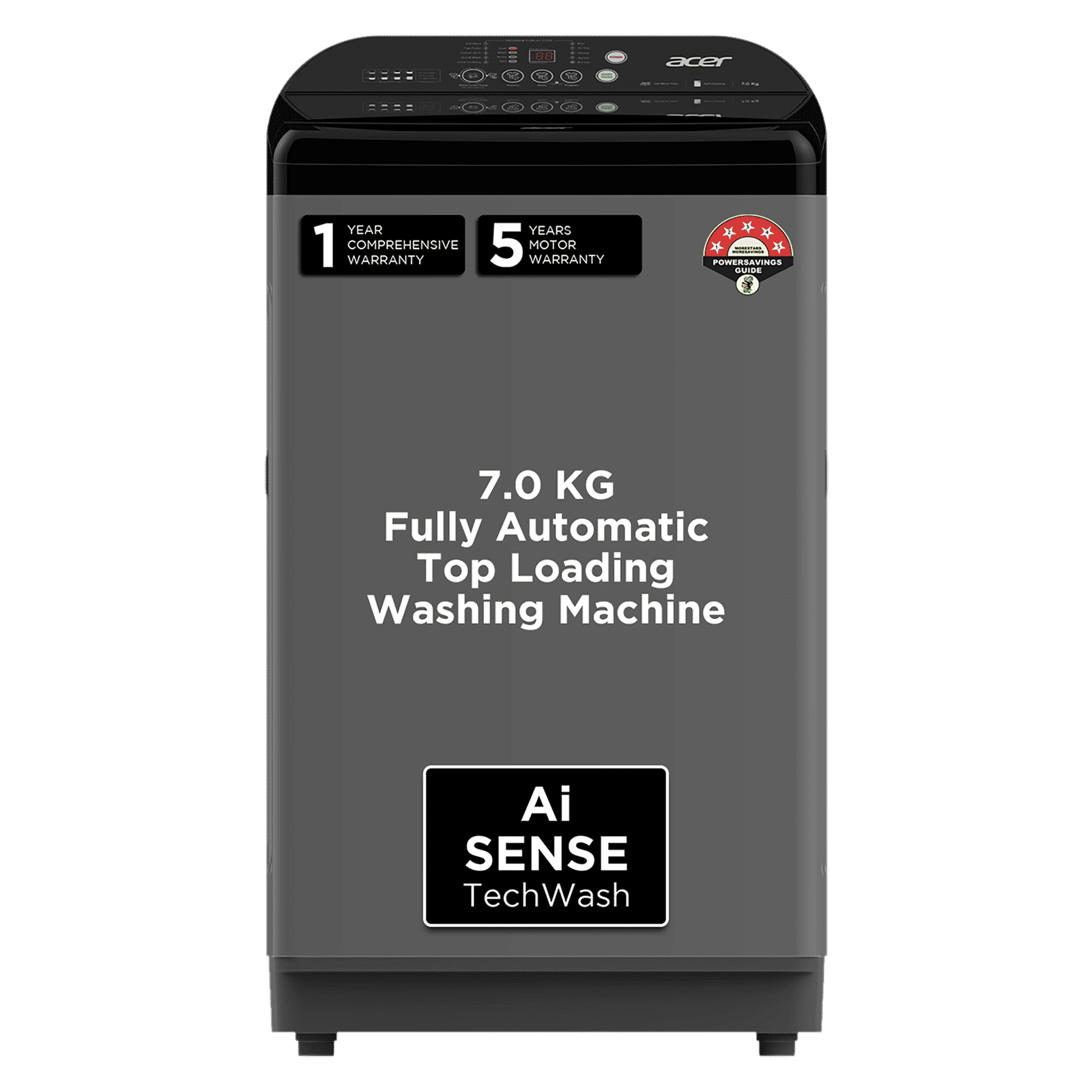 acer 7 kg 5 Star Fully Automatic Top Load Washing Machine (Quad Wash, AR70FATLP1EC, AiSense, Grey) acer 7 kg 5 Star Fully Automatic Top Load Washing Machine (Quad Wash, AR70FATLP1EC, AiSense, Grey)_1
