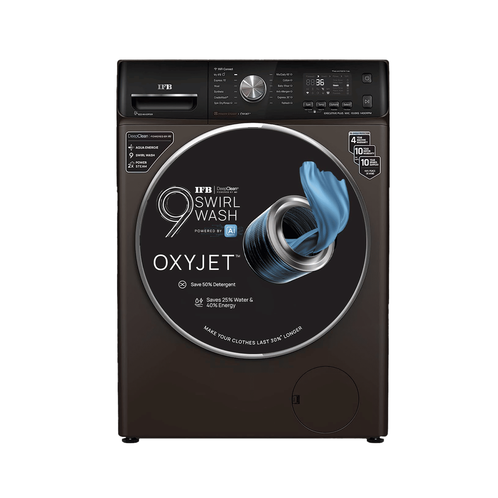 IFB 10 kg 5 Star Inverter Fully Automatic Front Load Washing Machine (Executive Plus MXC, Voice Enabled, Mocha)_1