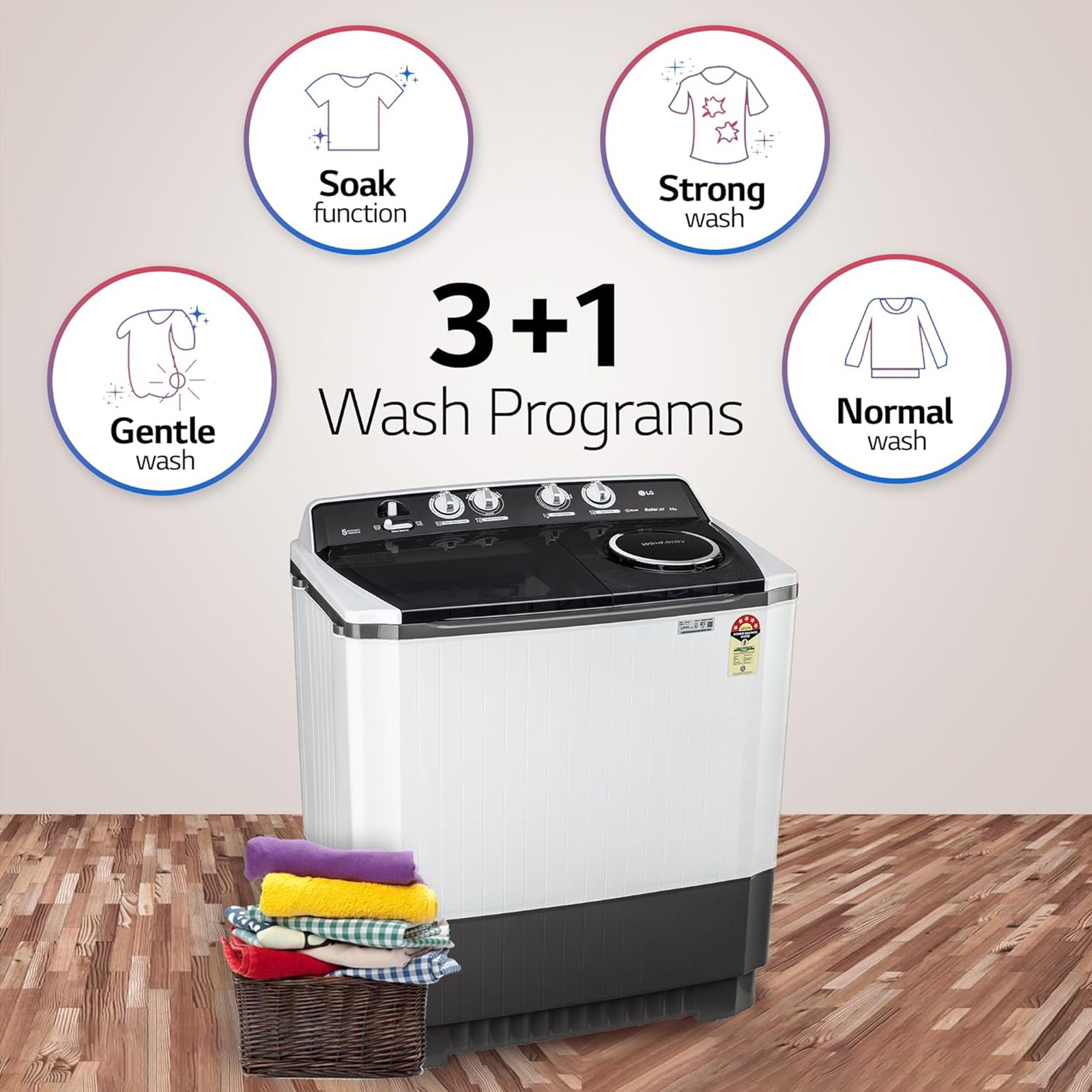 LG 9.5 kg 5 Star Semi Automatic Washing Machine with Roller Jet Pulsator (P955ASGAZ.ADGQEIL, Dark Grey) LG 9.5 kg 5 Star Semi Automatic Washing Machine with Roller Jet Pulsator (P955ASGAZ.ADGQEIL, Dark Grey)_16