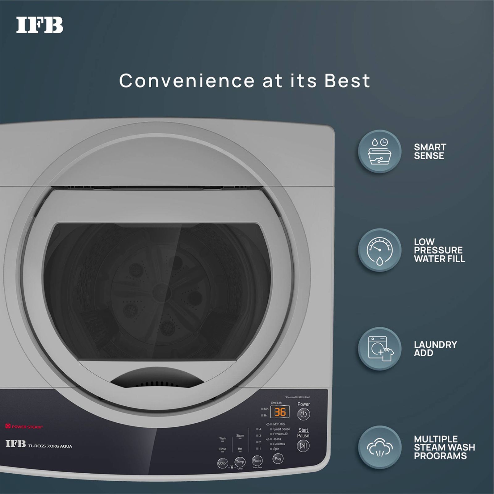 IFB 7 kg 5 Star Fully Automatic Top Load Washing Machine (TL-RES 7.0KG, 3D Wash System, Light Grey)_18