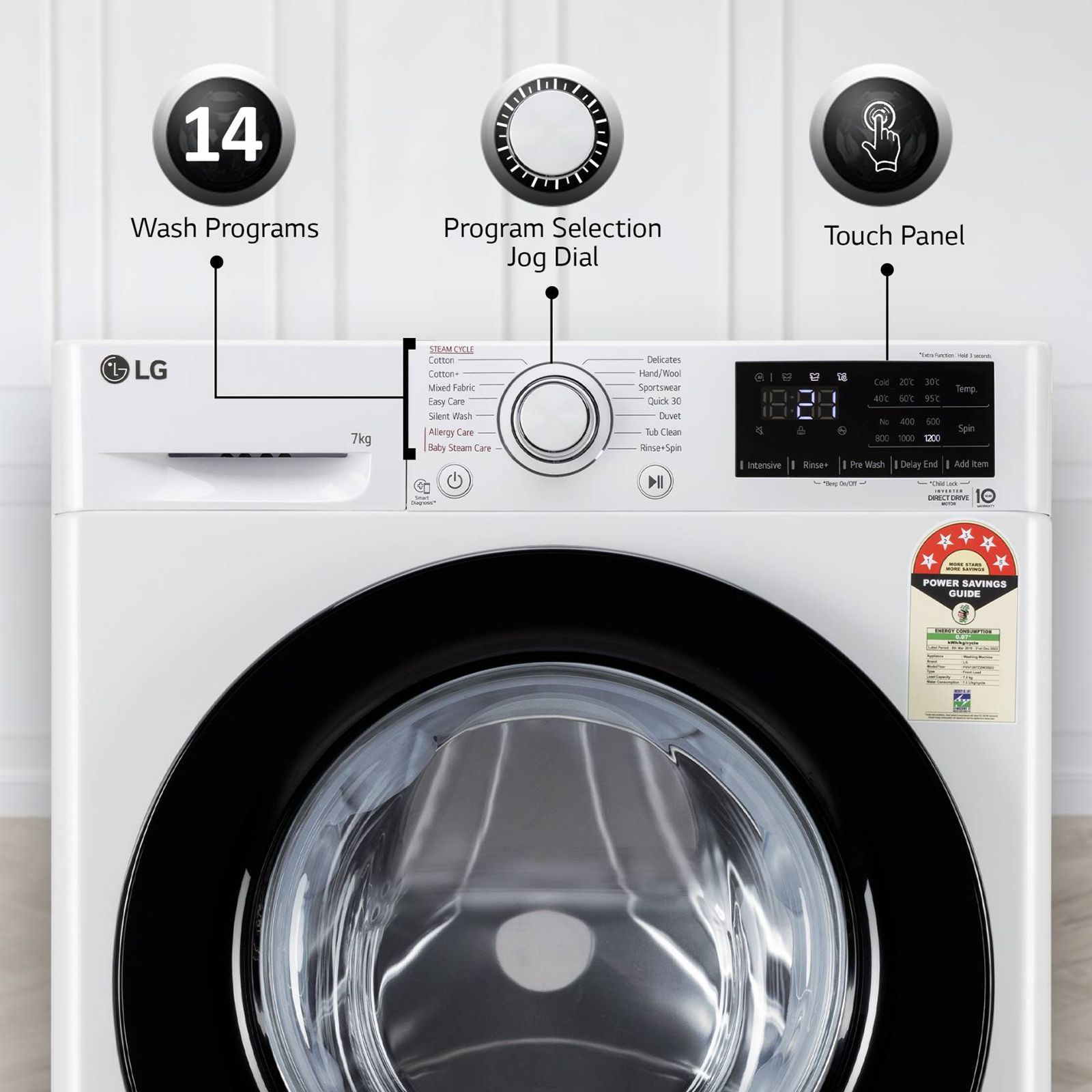 LG 7 kg 5 Star Inverter Fully Automatic Front Load Washing Machine (FHV1207Z2W, In-built Heater, White) LG 7 kg 5 Star Inverter Fully Automatic Front Load Washing Machine (FHV1207Z2W, In-built Heater, White)_19
