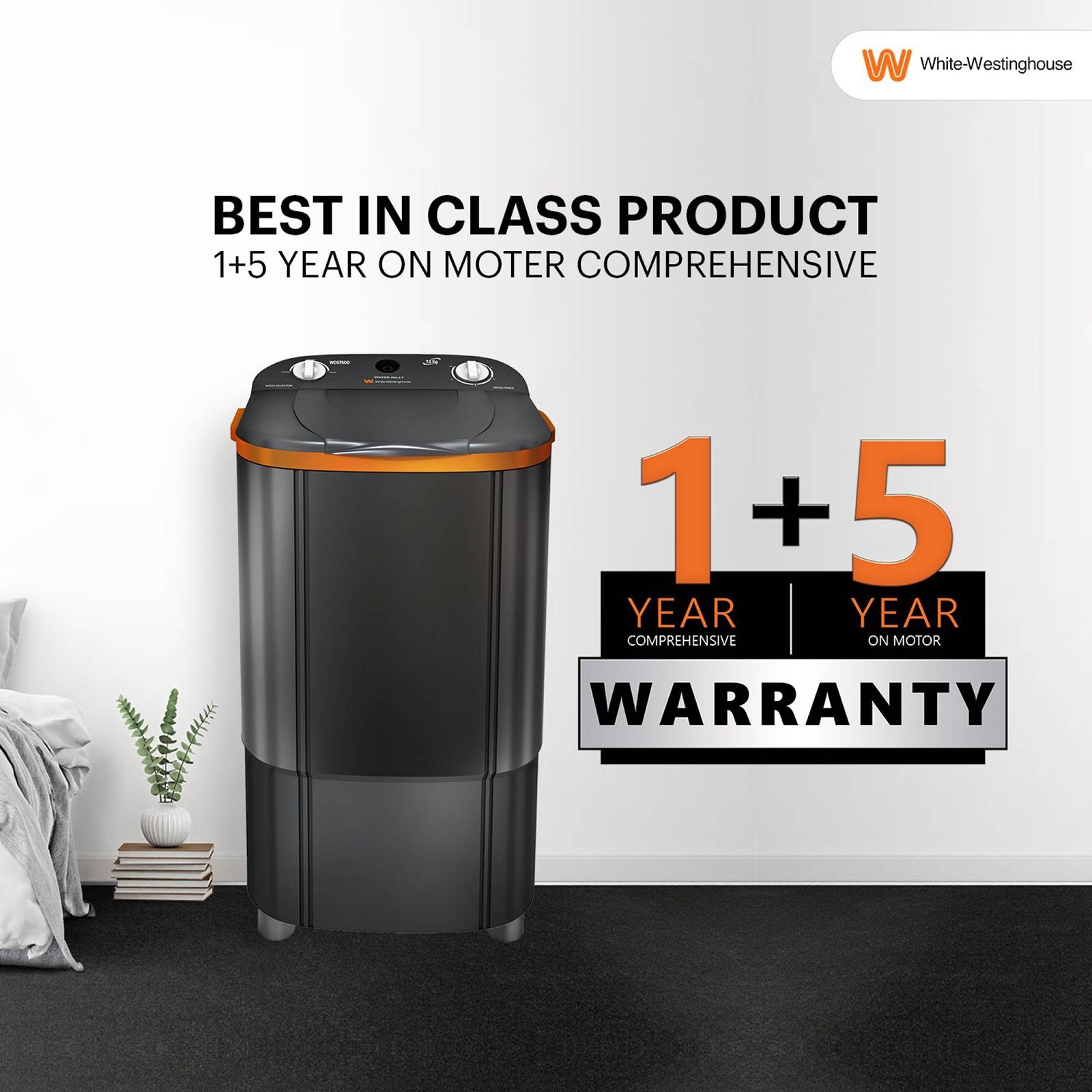 White Westinghouse 7.5 kg Semi Automatic Washer with Pulsator Washing Technique (WCS7500, Grey) White Westinghouse 7.5 kg Semi Automatic Washer with Pulsator Washing Technique (WCS7500, Grey)_16