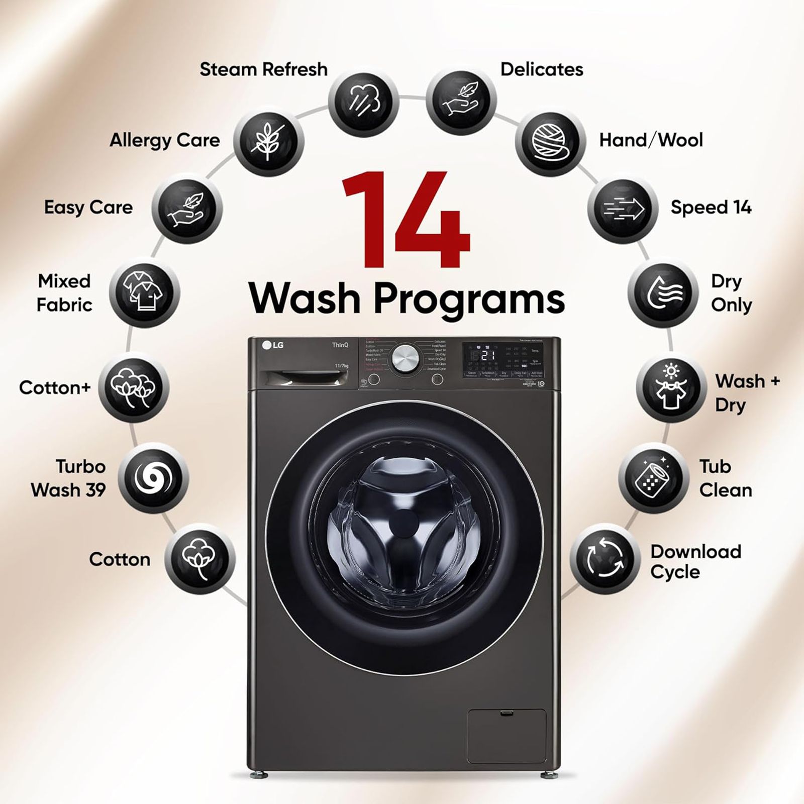 LG Vivace 11 kg/7 kg 5 Star Fully Automatic Front Load Washer Dryer Combo (AI Direct Drive Technology, FHD1107STB.ABLQEIL, Black VCM) LG Vivace 11 kg/7 kg 5 Star Fully Automatic Front Load Washer Dryer Combo (AI Direct Drive Technology, FHD1107STB.ABLQEIL, Black VCM)_10