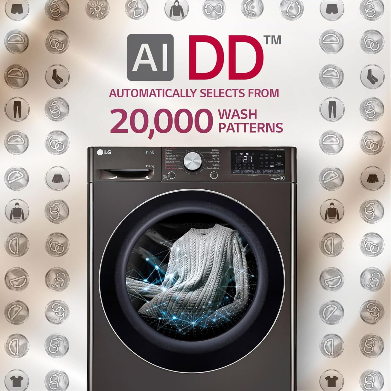 LG Vivace 11 kg/7 kg 5 Star Fully Automatic Front Load Washer Dryer Combo (AI Direct Drive Technology, FHD1107STB.ABLQEIL, Black VCM) LG Vivace 11 kg/7 kg 5 Star Fully Automatic Front Load Washer Dryer Combo (AI Direct Drive Technology, FHD1107STB.ABLQEIL, Black VCM)_11