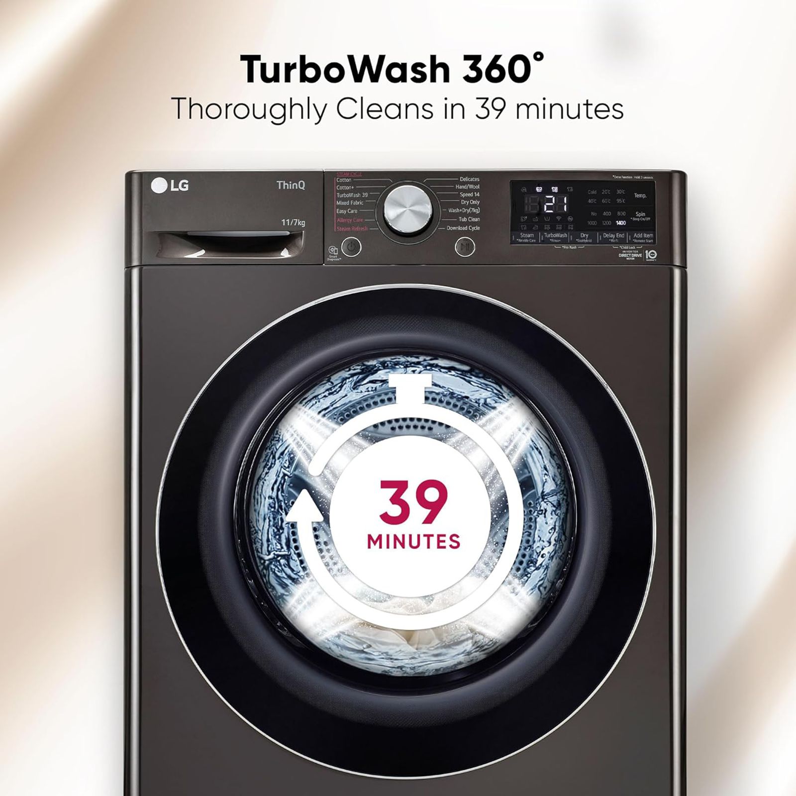 LG Vivace 11 kg/7 kg 5 Star Fully Automatic Front Load Washer Dryer Combo (AI Direct Drive Technology, FHD1107STB.ABLQEIL, Black VCM) LG Vivace 11 kg/7 kg 5 Star Fully Automatic Front Load Washer Dryer Combo (AI Direct Drive Technology, FHD1107STB.ABLQEIL, Black VCM)_15