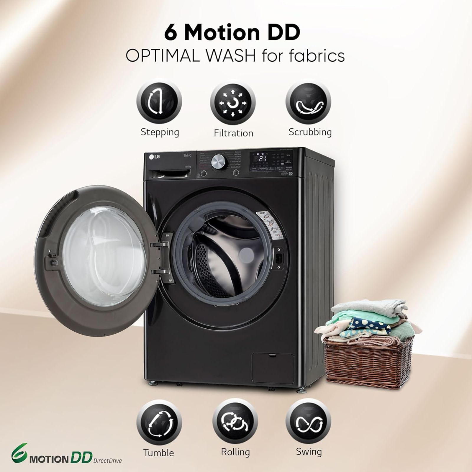LG Vivace 11 kg/7 kg 5 Star Fully Automatic Front Load Washer Dryer Combo (AI Direct Drive Technology, FHD1107STB.ABLQEIL, Black VCM) LG Vivace 11 kg/7 kg 5 Star Fully Automatic Front Load Washer Dryer Combo (AI Direct Drive Technology, FHD1107STB.ABLQEIL, Black VCM)_18