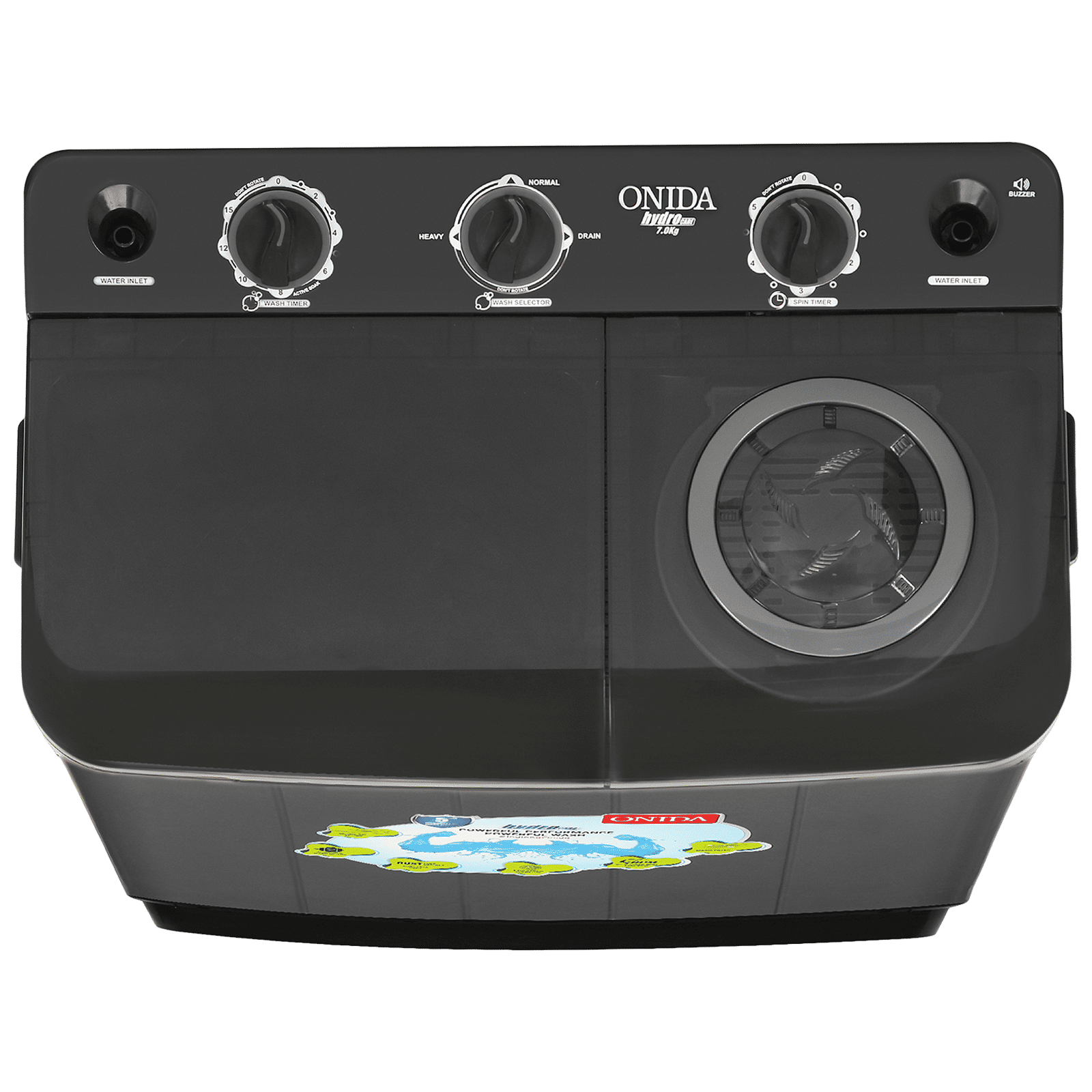 ONIDA 7 kg Semi-Automatic Top Load Washing Machine (S70GR, 5 Spin Storm Pulsator, Black & Grey)_4