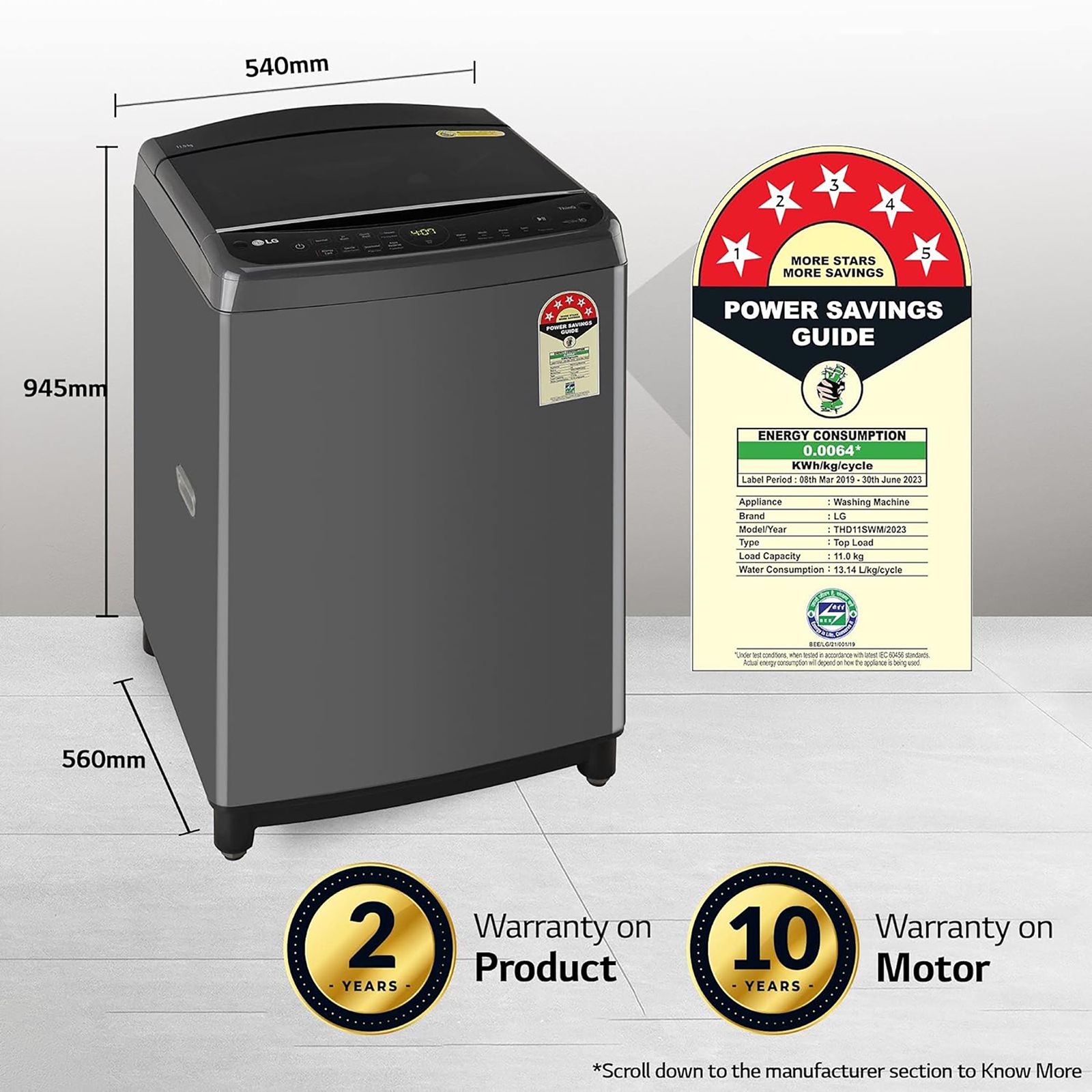 LG 11 kg 5 Star Inverter Fully Automatic Top Load Washing Machine (THD11SWM.ABMQEIL, AI Direct Drive, Middle Black) LG 11 kg 5 Star Inverter Fully Automatic Top Load Washing Machine (THD11SWM.ABMQEIL, AI Direct Drive, Middle Black)_17