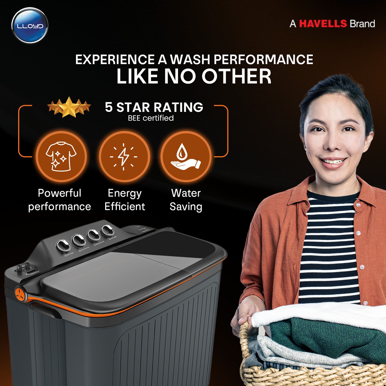 LLOYD 7.5 kg 5 Star Semi Automatic Washing Machine with 3 Wash Programs (GLWMS75CVGEL, Grey)_7