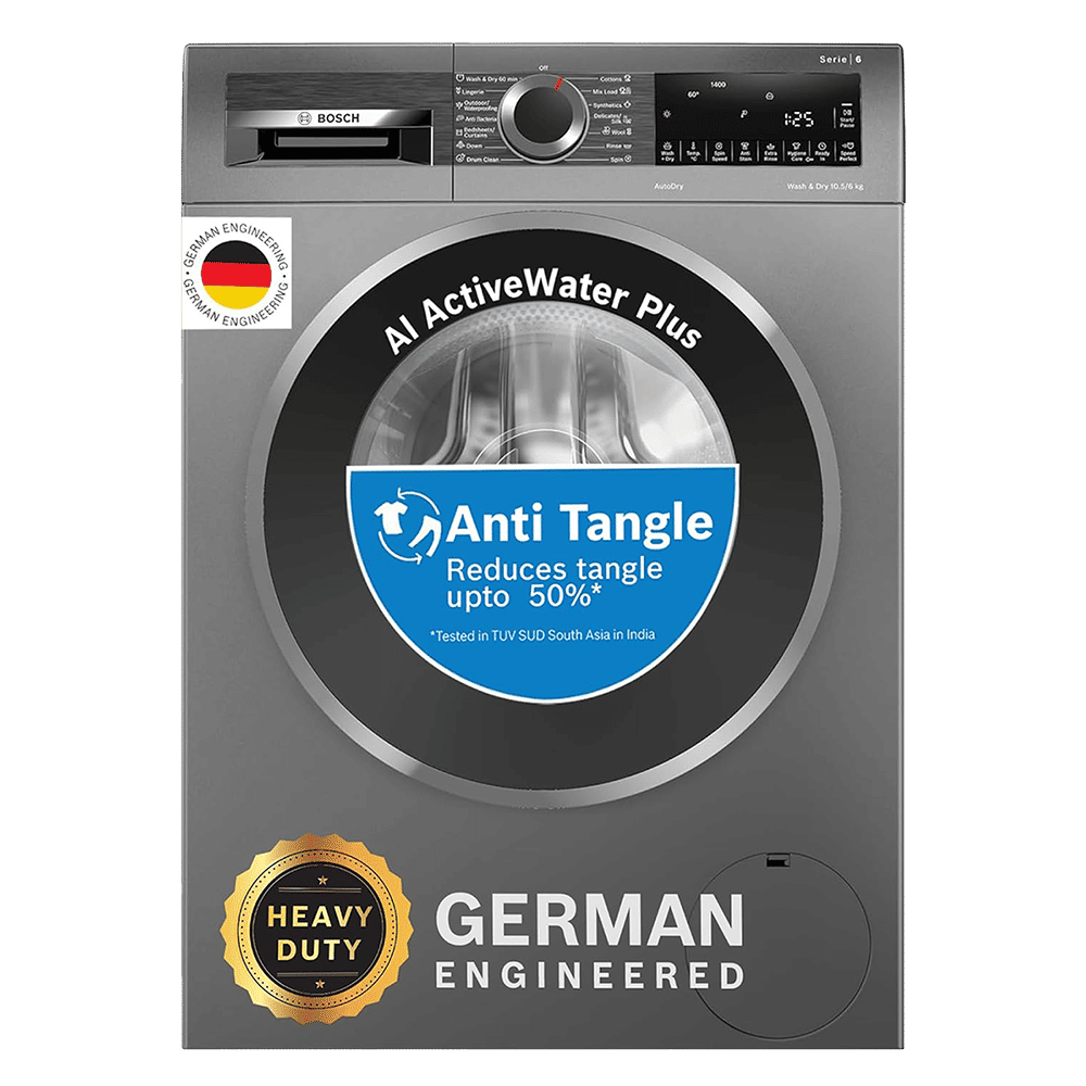 BOSCH 10.5/6 kg 5 Star Fully Automatic Front Load Washer Dryer(Series 6, WNA2E4U1IN, In-built Heater, Grey) BOSCH 10.5/6 kg 5 Star Fully Automatic Front Load Washer Dryer(Series 6, WNA2E4U1IN, In-built Heater, Grey)_1