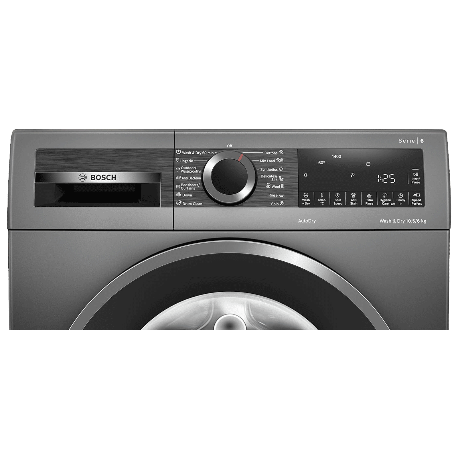 BOSCH 10.5/6 kg 5 Star Fully Automatic Front Load Washer Dryer(Series 6, WNA2E4U1IN, In-built Heater, Grey) BOSCH 10.5/6 kg 5 Star Fully Automatic Front Load Washer Dryer(Series 6, WNA2E4U1IN, In-built Heater, Grey)_4