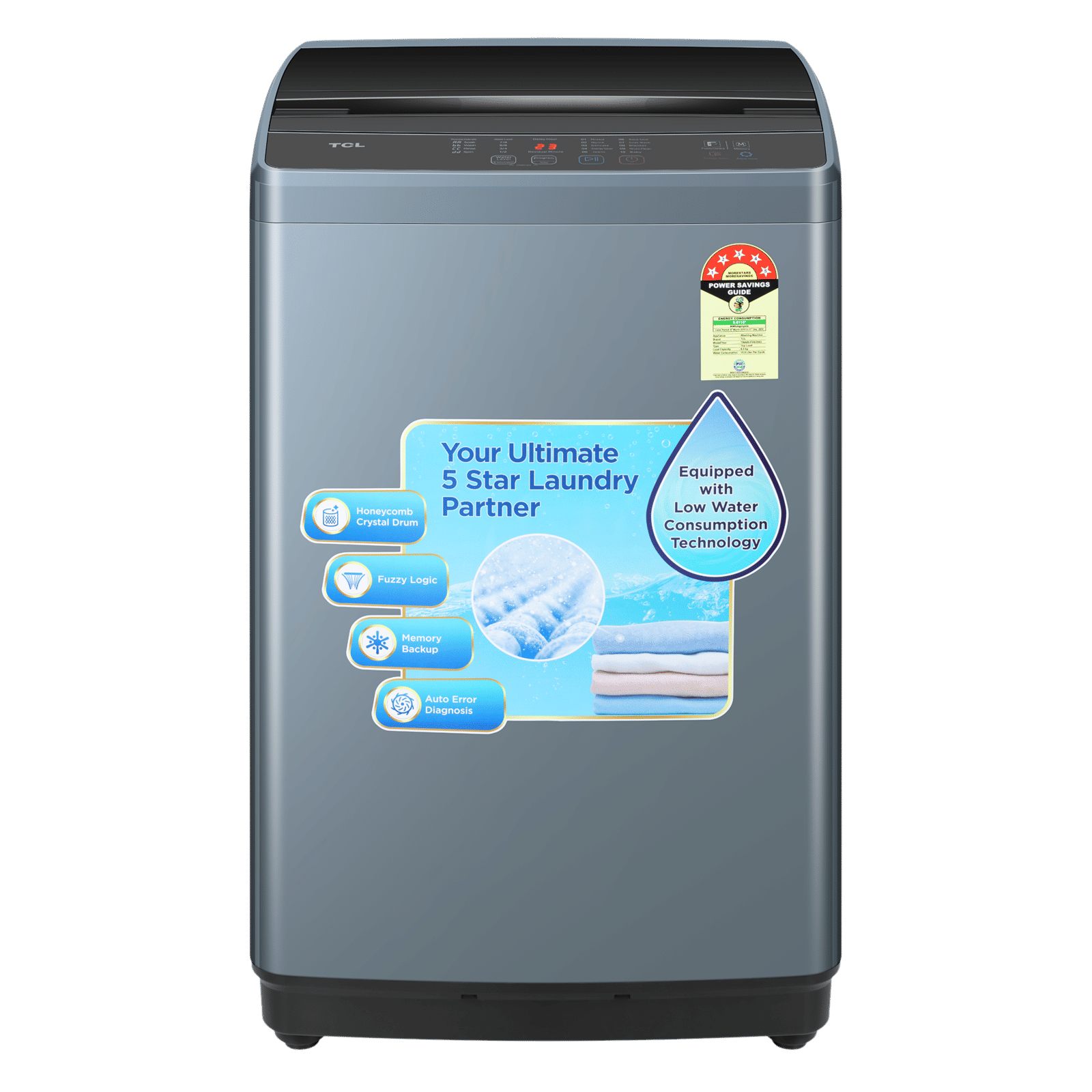 TCL 6 kg 5 Star Fully Automatic Top Load Washing Machine (F103, F3060TLG, Pulsator Rotate, Dark Grey)_1