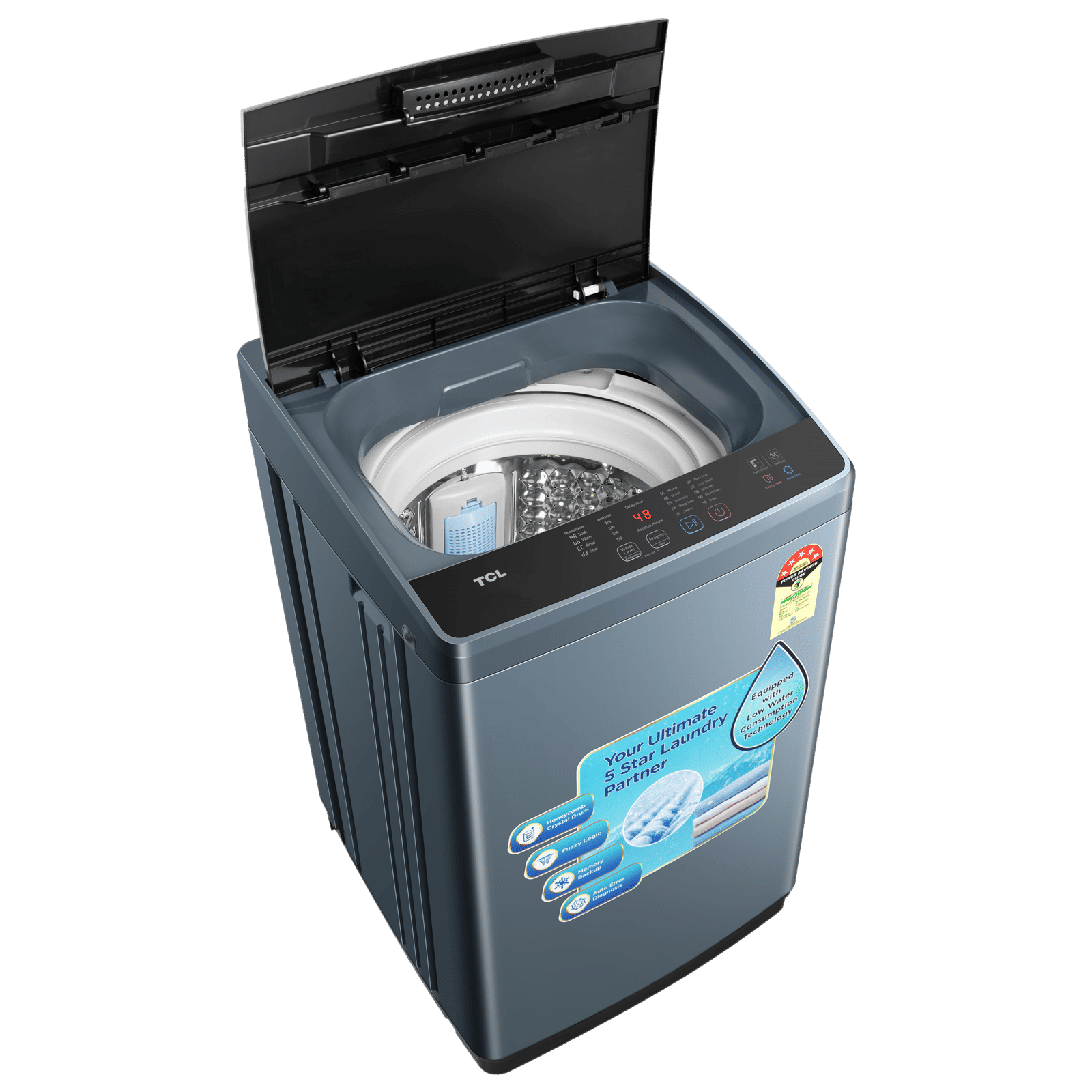 TCL 6 kg 5 Star Fully Automatic Top Load Washing Machine (F103, F3060TLG, Pulsator Rotate, Dark Grey)_6