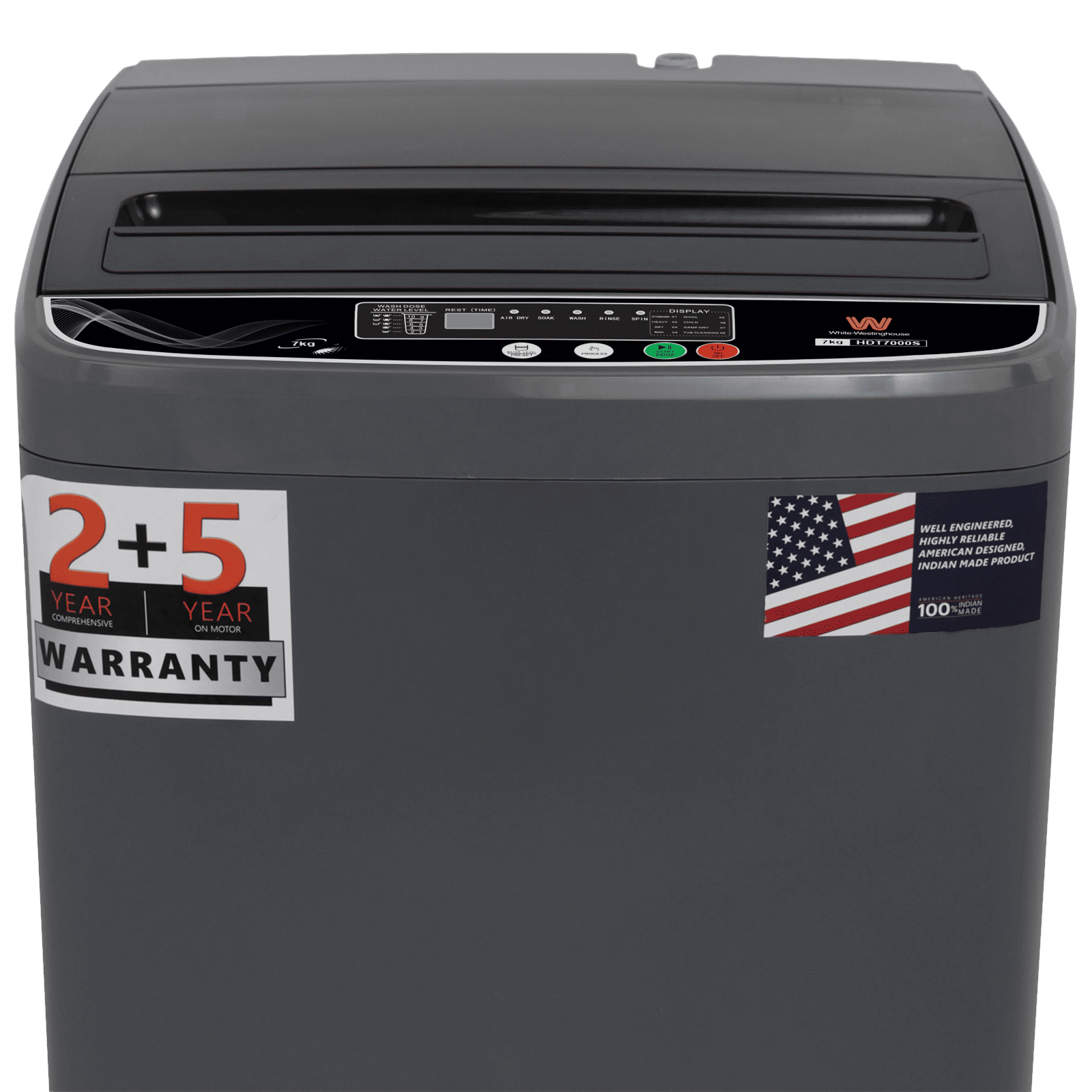 White Westinghouse 7 kg 5 Star Fully Automatic Top Load Washing Machine (HDT7000S, Water Reserve Technology, Grey)_10