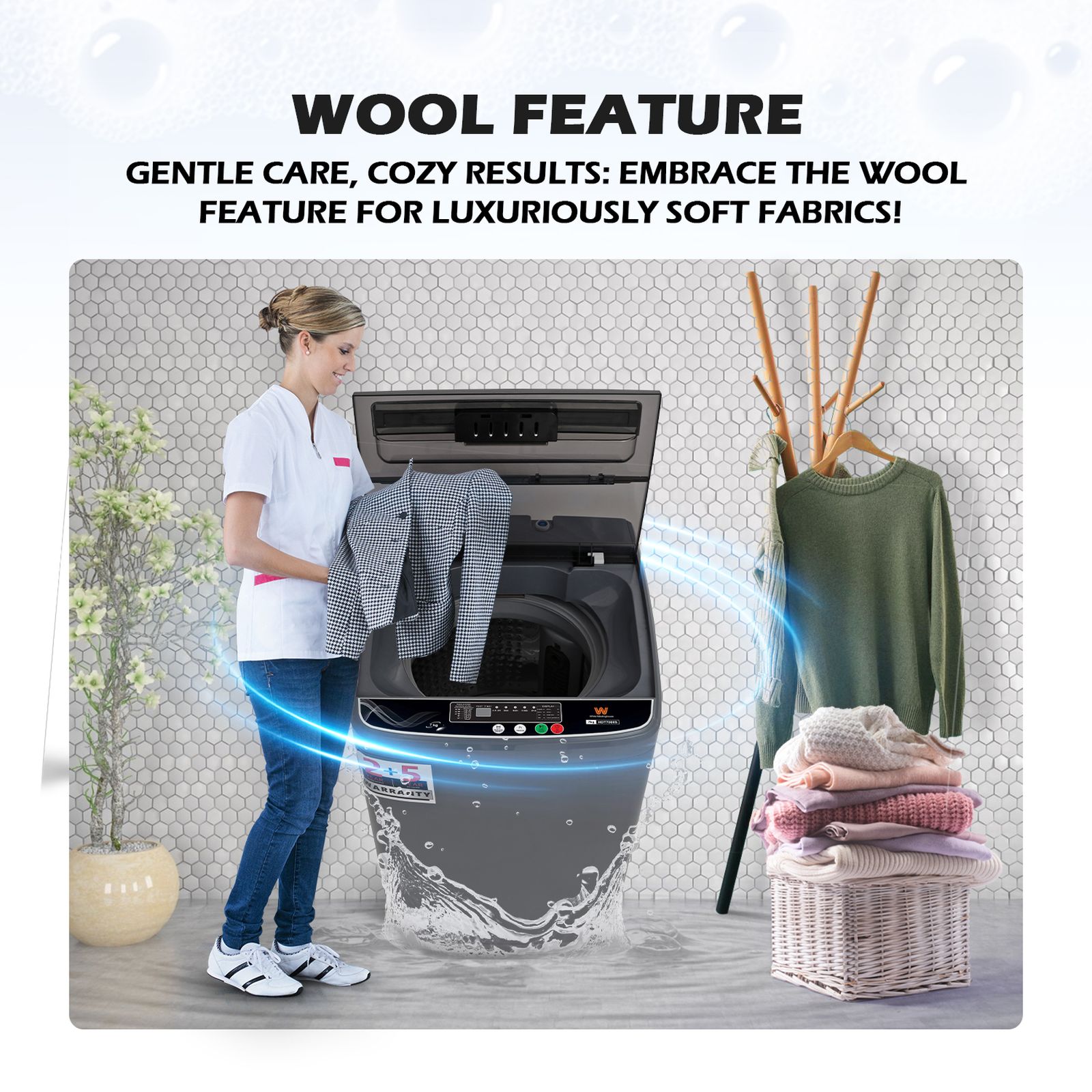 White Westinghouse 7 kg 5 Star Fully Automatic Top Load Washing Machine (HDT7000S, Water Reserve Technology, Grey)_13