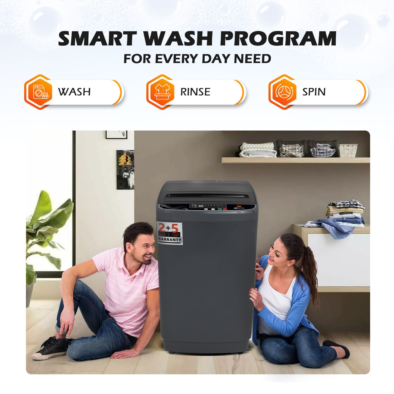 White Westinghouse 7 kg 5 Star Fully Automatic Top Load Washing Machine (HDT7000S, Water Reserve Technology, Grey)_14