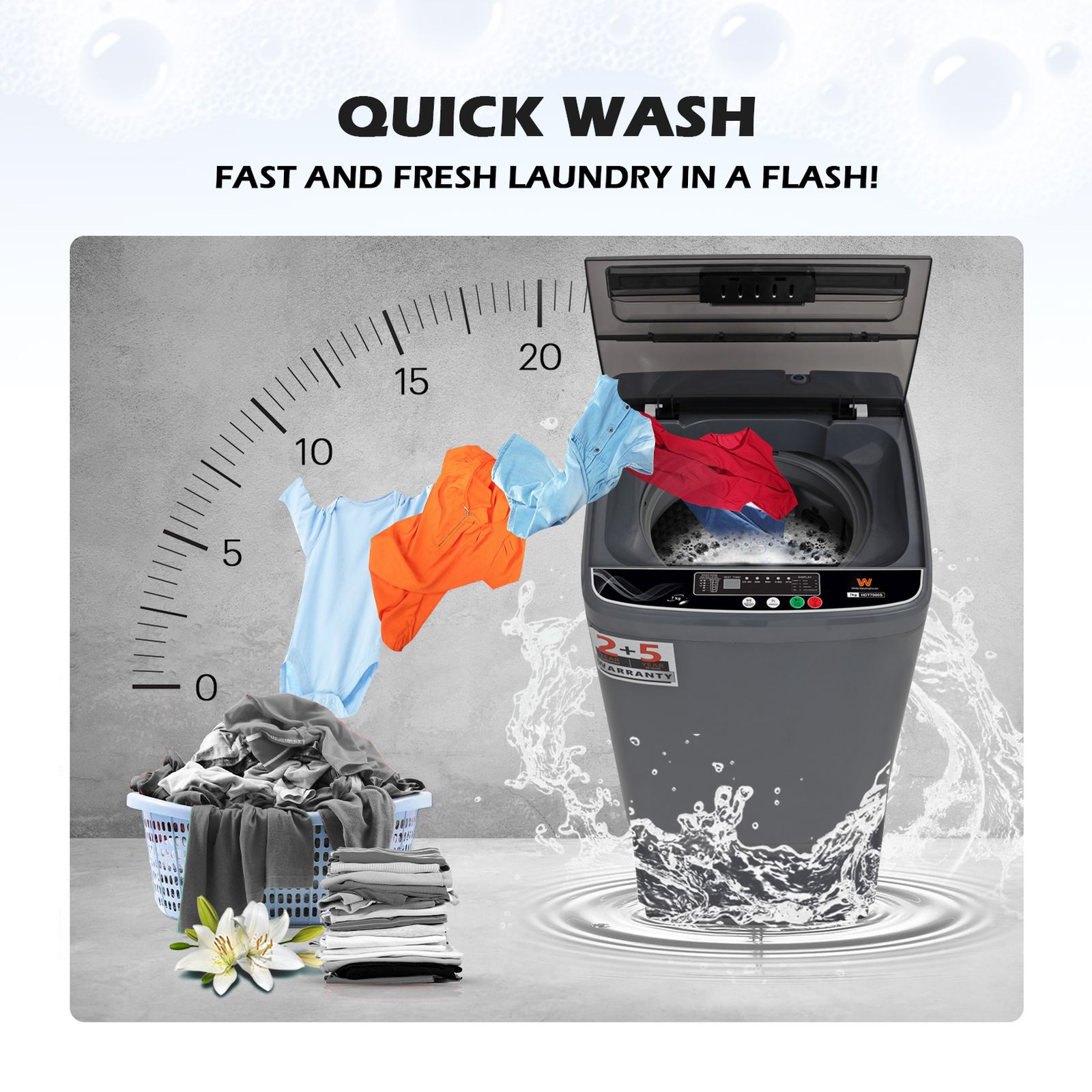 White Westinghouse 7 kg 5 Star Fully Automatic Top Load Washing Machine (HDT7000S, Water Reserve Technology, Grey)_19
