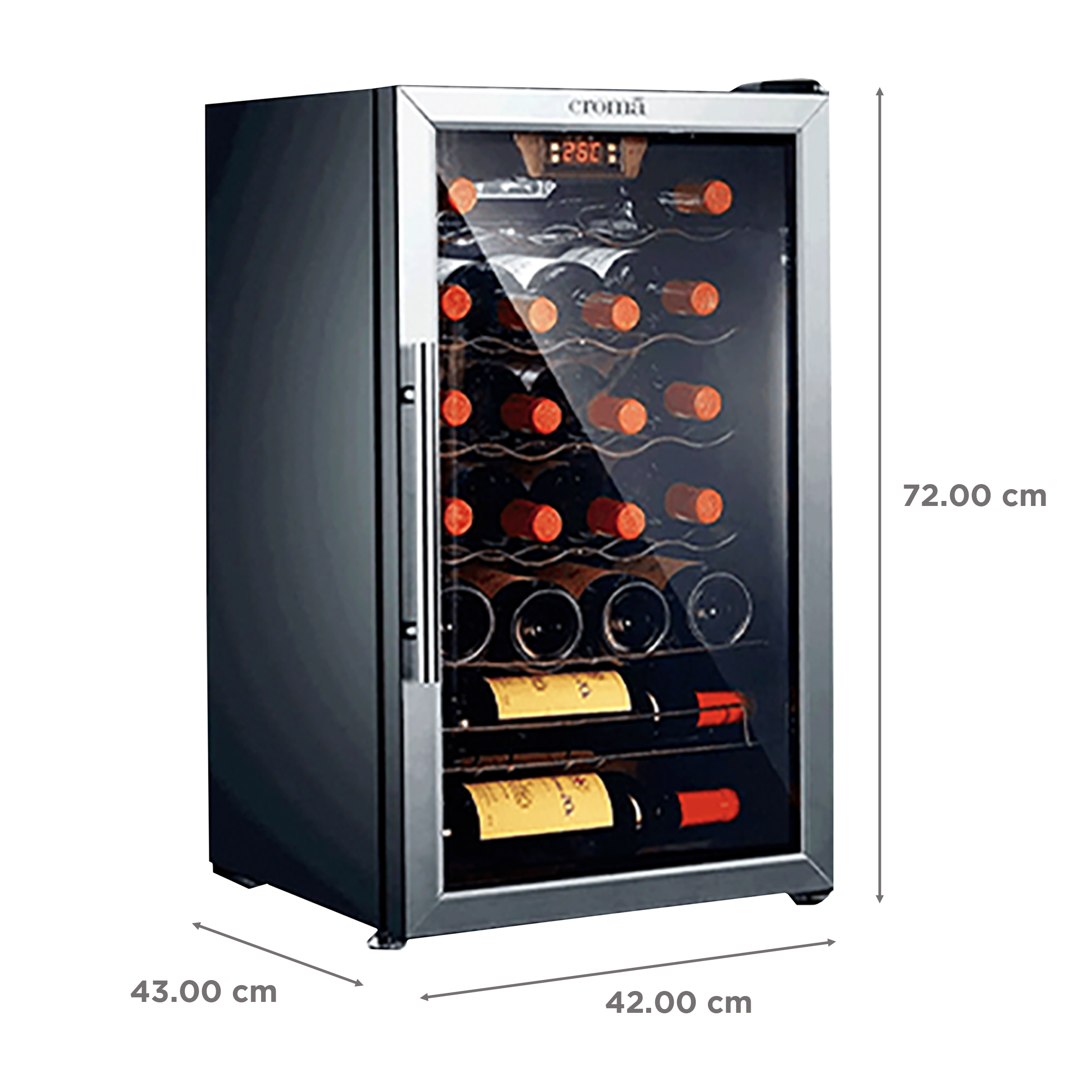 Croma 66 Litres 22 Bottles Wine Cooler (Mechanical Temperature Control, Black) Croma 66 Litres 22 Bottles Wine Cooler (Mechanical Temperature Control, Black)_3