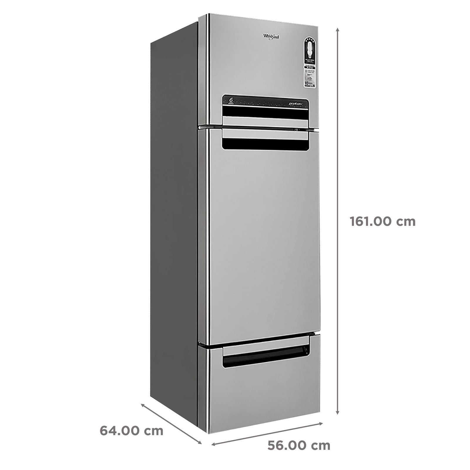 Whirlpool Protton 215 Litres Frost Free Triple Door Refrigerator with 6th Sense ActiveFresh Technology (20807, Alpha Steel) Whirlpool Protton 215 Litres Frost Free Triple Door Refrigerator with 6th Sense ActiveFresh Technology (20807, Alpha Steel)_3