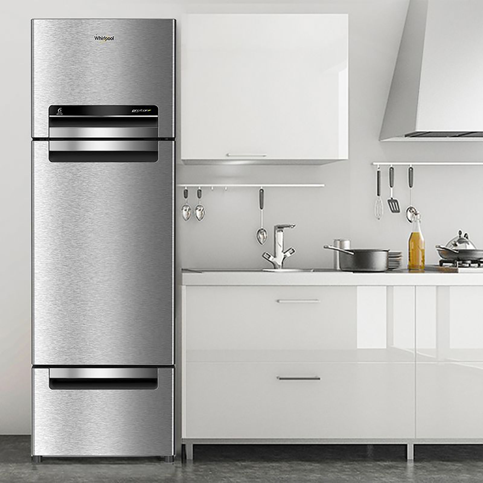 Whirlpool Protton 215 Litres Frost Free Triple Door Refrigerator with 6th Sense ActiveFresh Technology (20807, Alpha Steel) Whirlpool Protton 215 Litres Frost Free Triple Door Refrigerator with 6th Sense ActiveFresh Technology (20807, Alpha Steel)_8