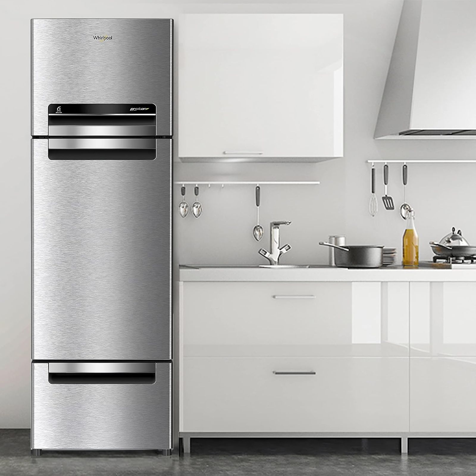 Whirlpool Protton 300 Litres Frost Free Triple Door Refrigerator with 6th Sense ActiveFresh Technology (20817, Alpha Steel)_19