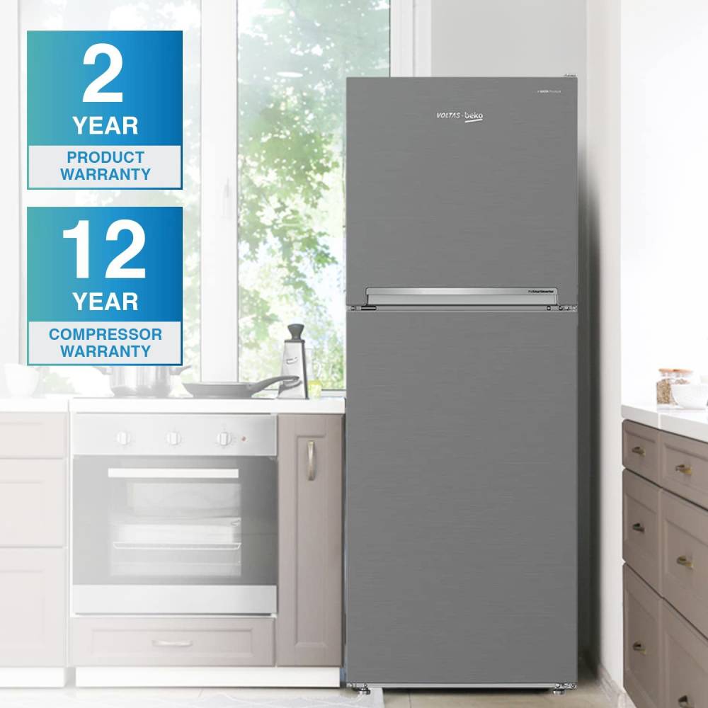 VOLTAS beko 340 Litres 2 Star Frost Free Double Door Bottom Mount Refrigerator with Neo Frost Dual Cooling (RBM363IF, Silver)_6