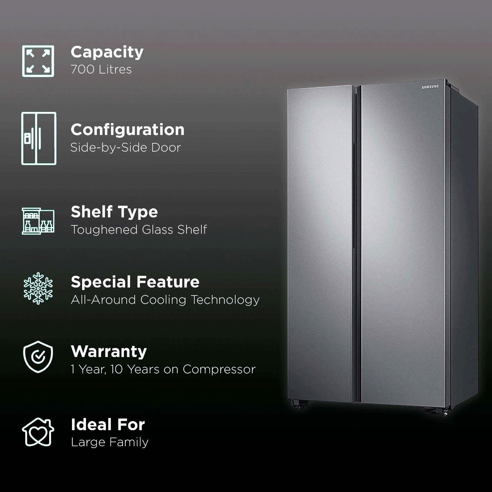 SAMSUNG 700 Litres Frost Free Side by Side Refrigerator with SpaceMax Technology (RS72R5011SL/TL, Real Stainless) SAMSUNG 700 Litres Frost Free Side by Side Refrigerator with SpaceMax Technology (RS72R5011SL/TL, Real Stainless)_2