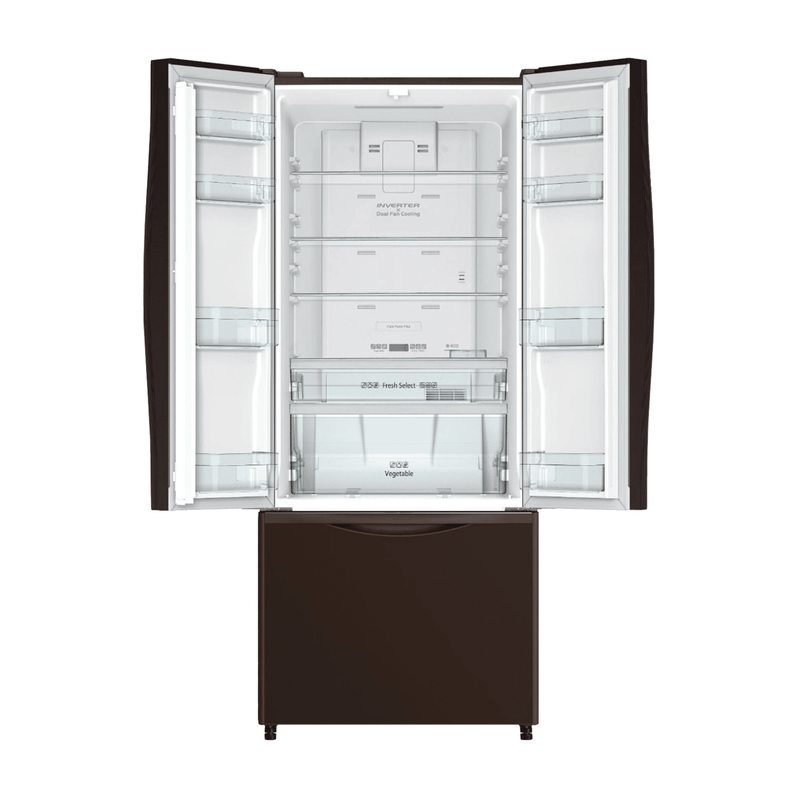 HITACHI 511 Litres Frost Free Triple Door Bottom Mount Refrigerator with Dual Fan Cooling (R-WB560PND9, Glass Brown) HITACHI 511 Litres Frost Free Triple Door Bottom Mount Refrigerator with Dual Fan Cooling (R-WB560PND9, Glass Brown)_6