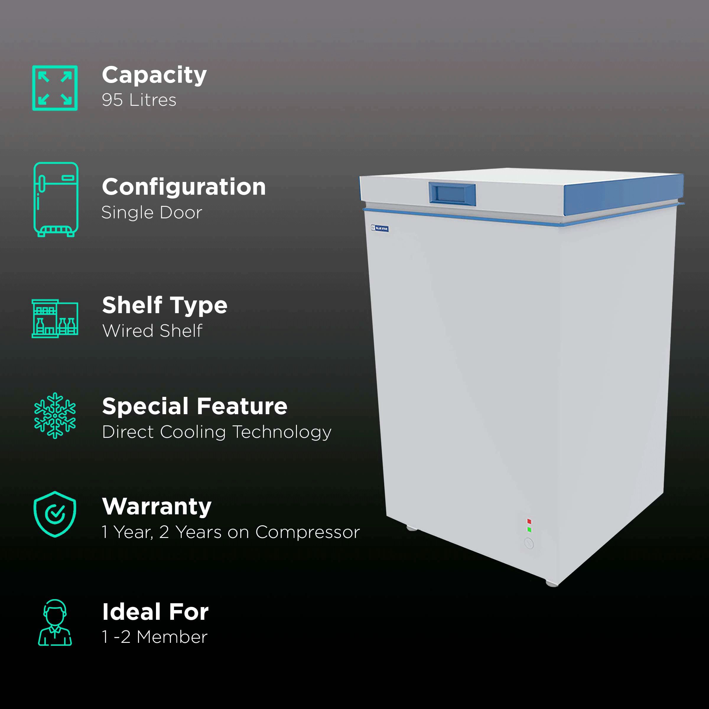 Blue Star 95 Litres Single Door Deep Freezer (High Density PUF Insulation, CHFSD100DHSW, White)_2